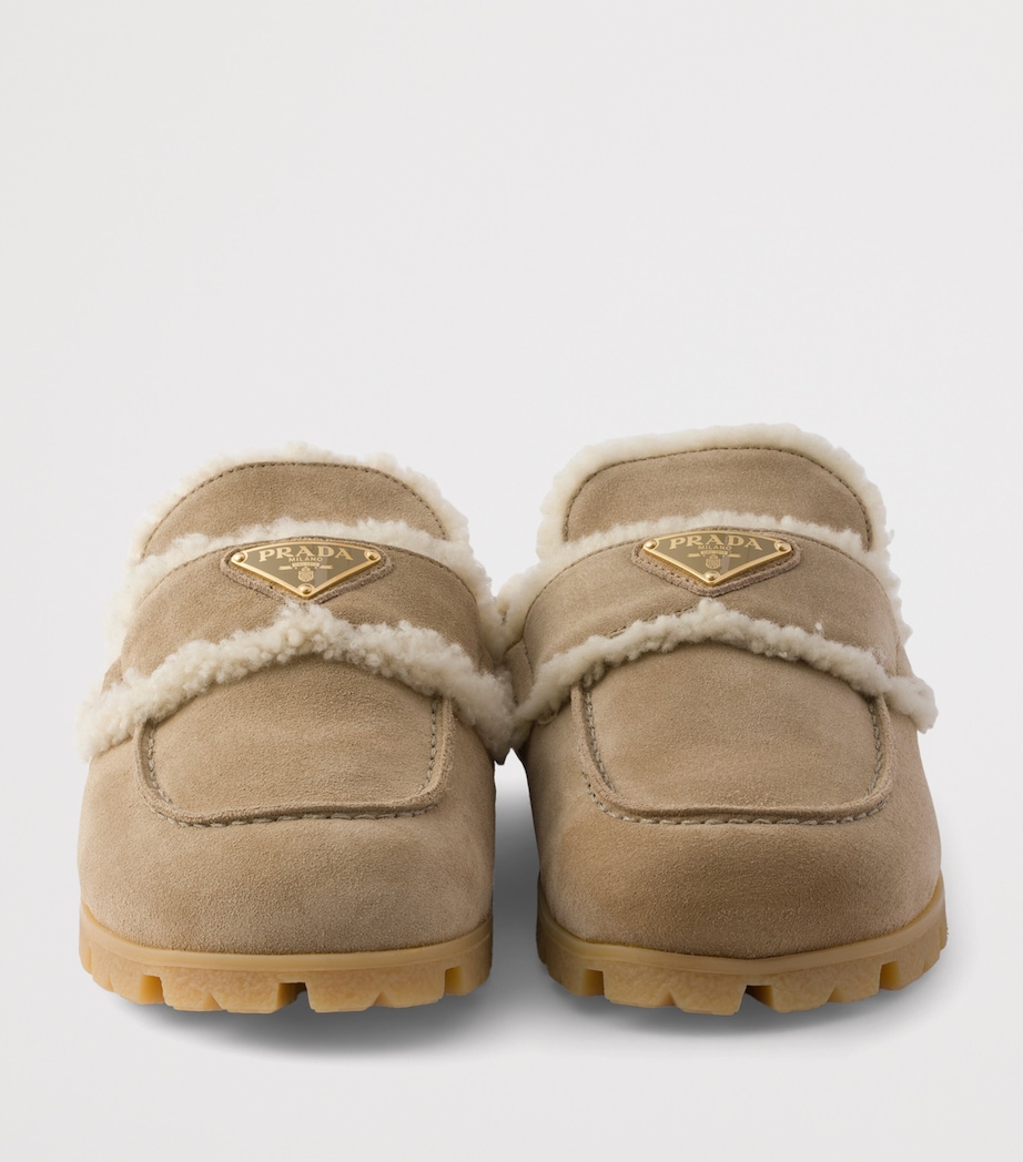 Suede Shearling-Lined Mules F0F24 Image 5