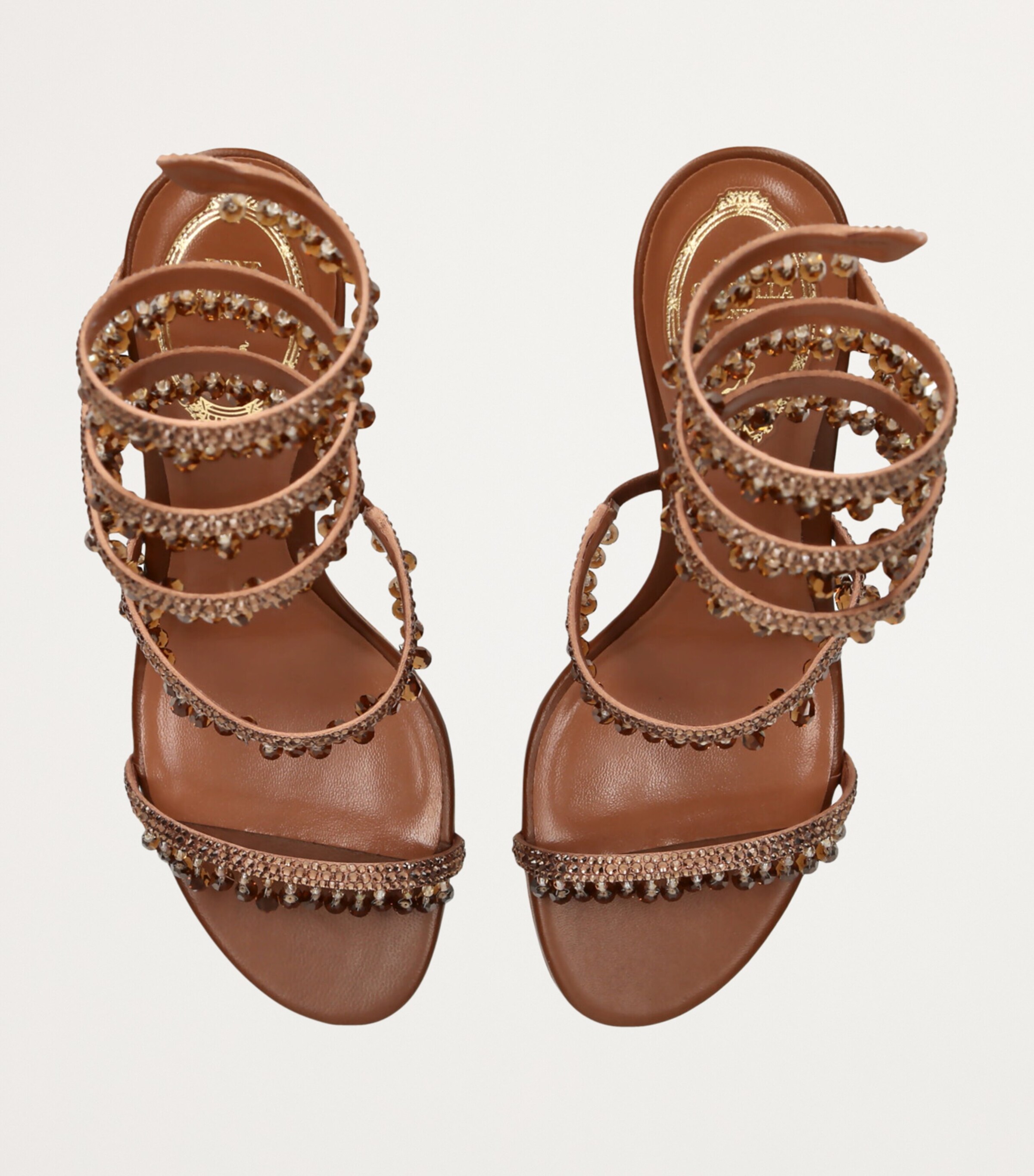 René Caovilla Embellished Chandelier Sandals 80 Mid Brown Image 4