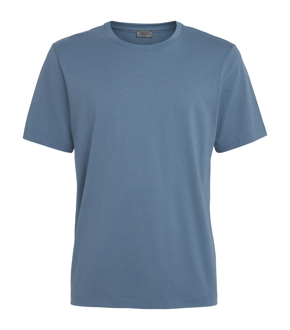 Hanro Mens Cotton Living Crew-Neck T-Shirt Retro Blue Image 1