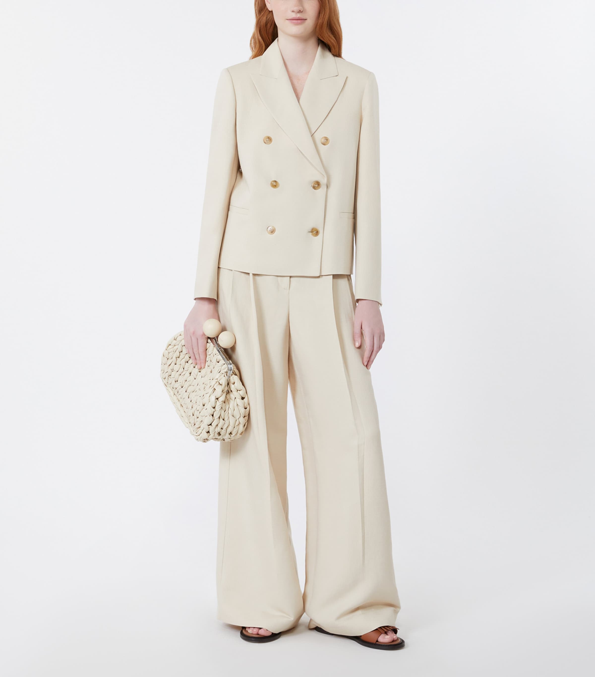Weekend Max Mara Womens Double-Breasted Blazer Beige Image 2