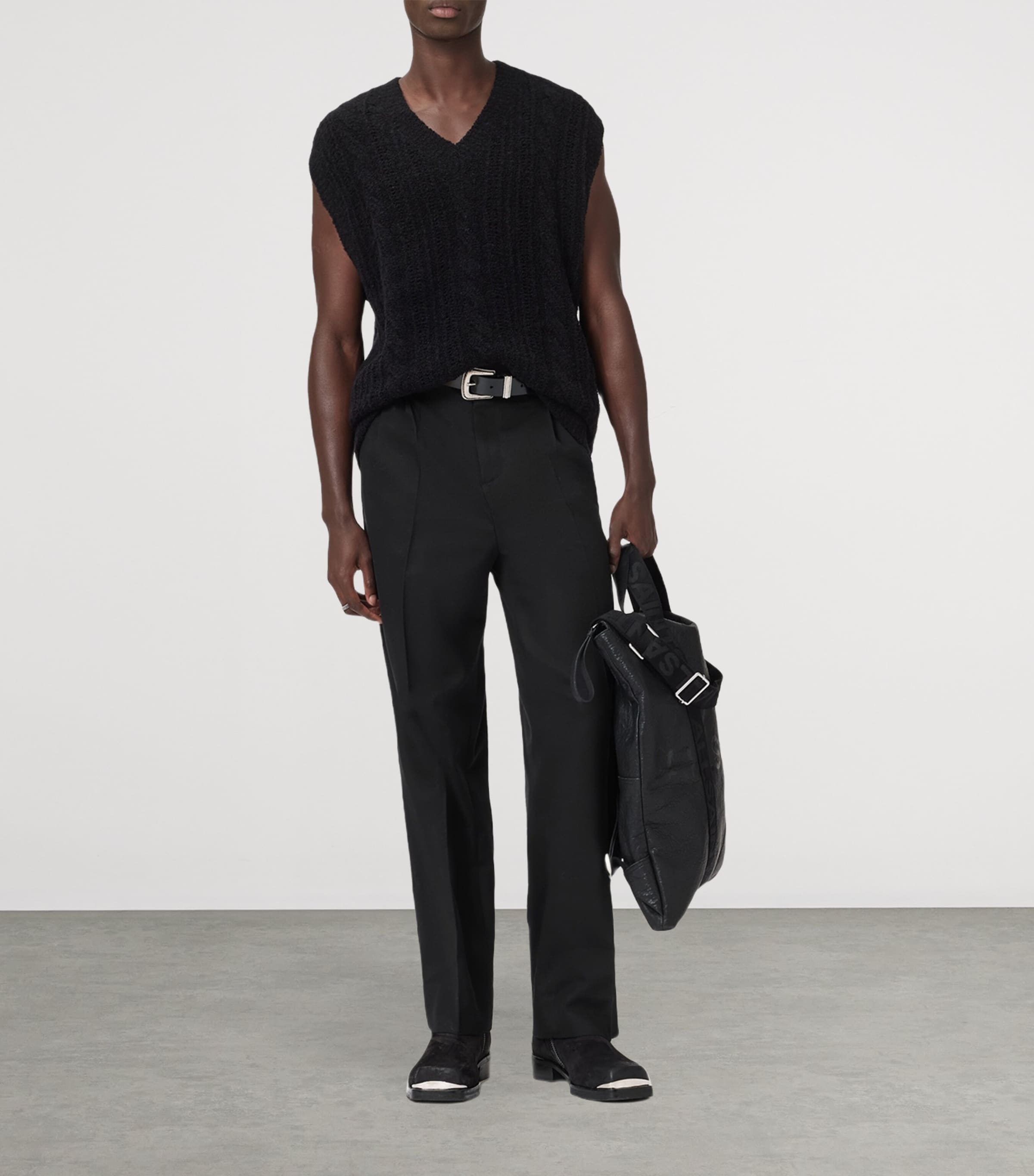 Wool-Blend Josif Sweater Vest BLACK Image 2