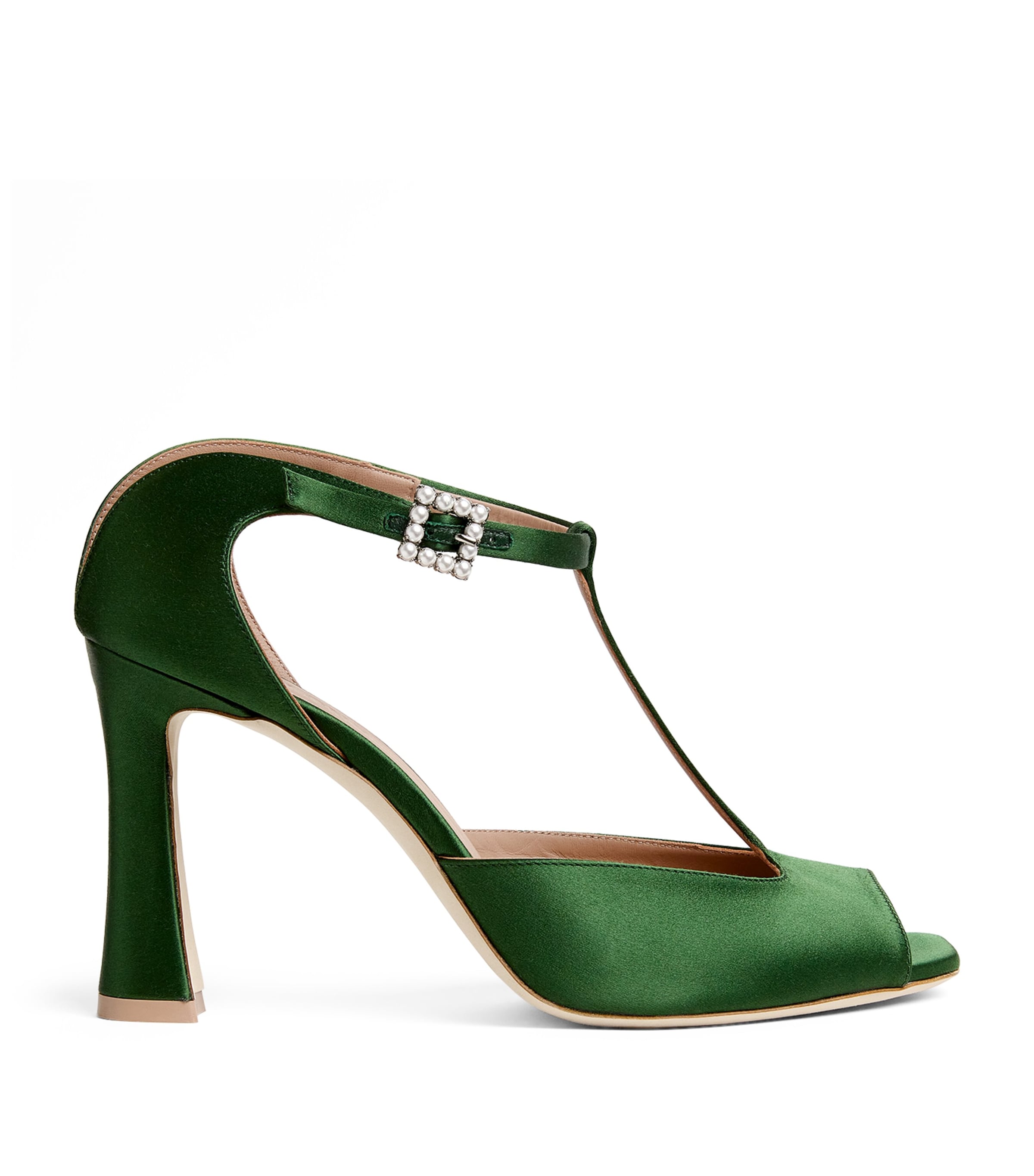 Satin Nomi Sandals 90 HARRODS GREEN Image 1