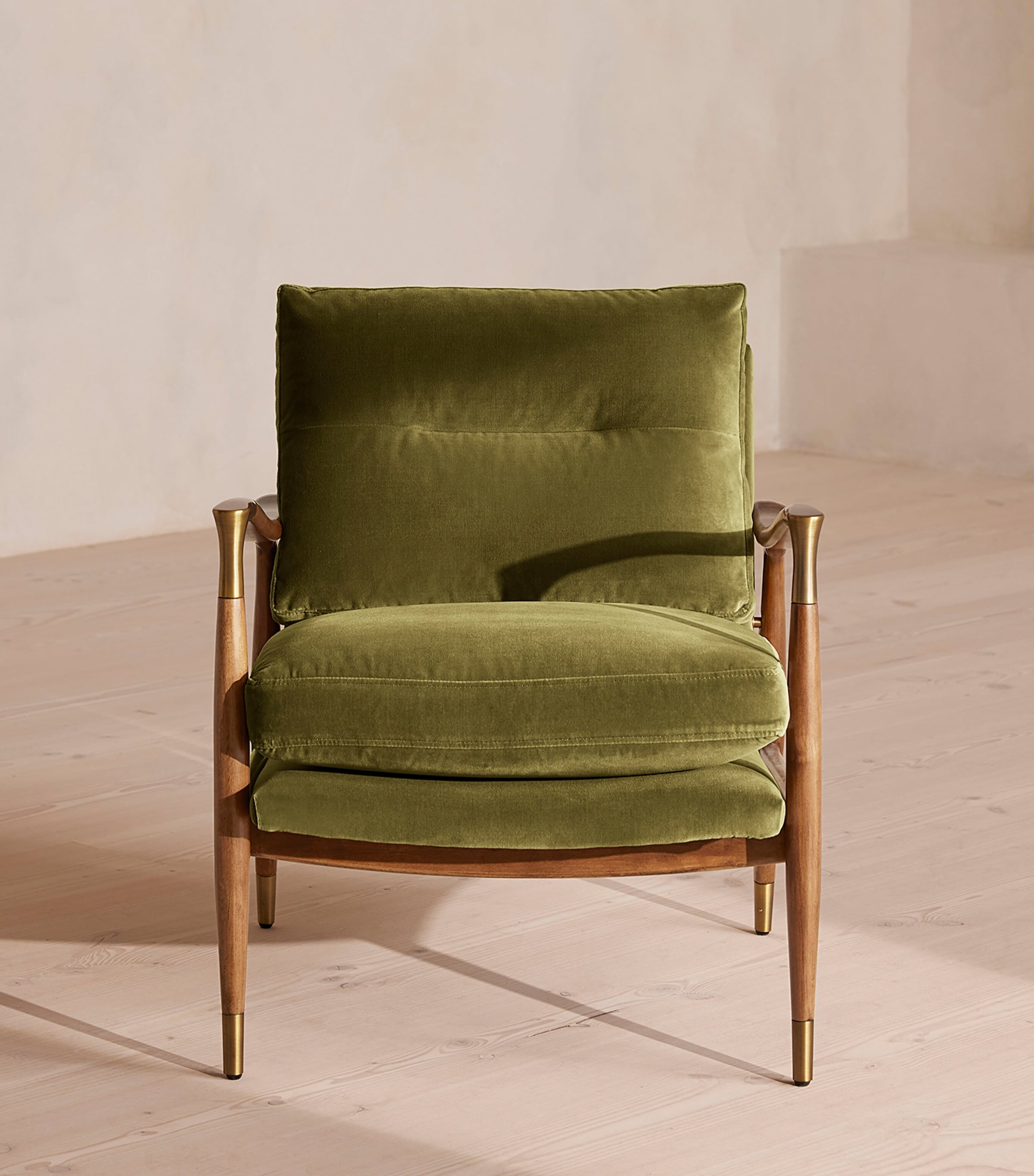 Soho Home Velvet Theodore Armchair Olive Image 2