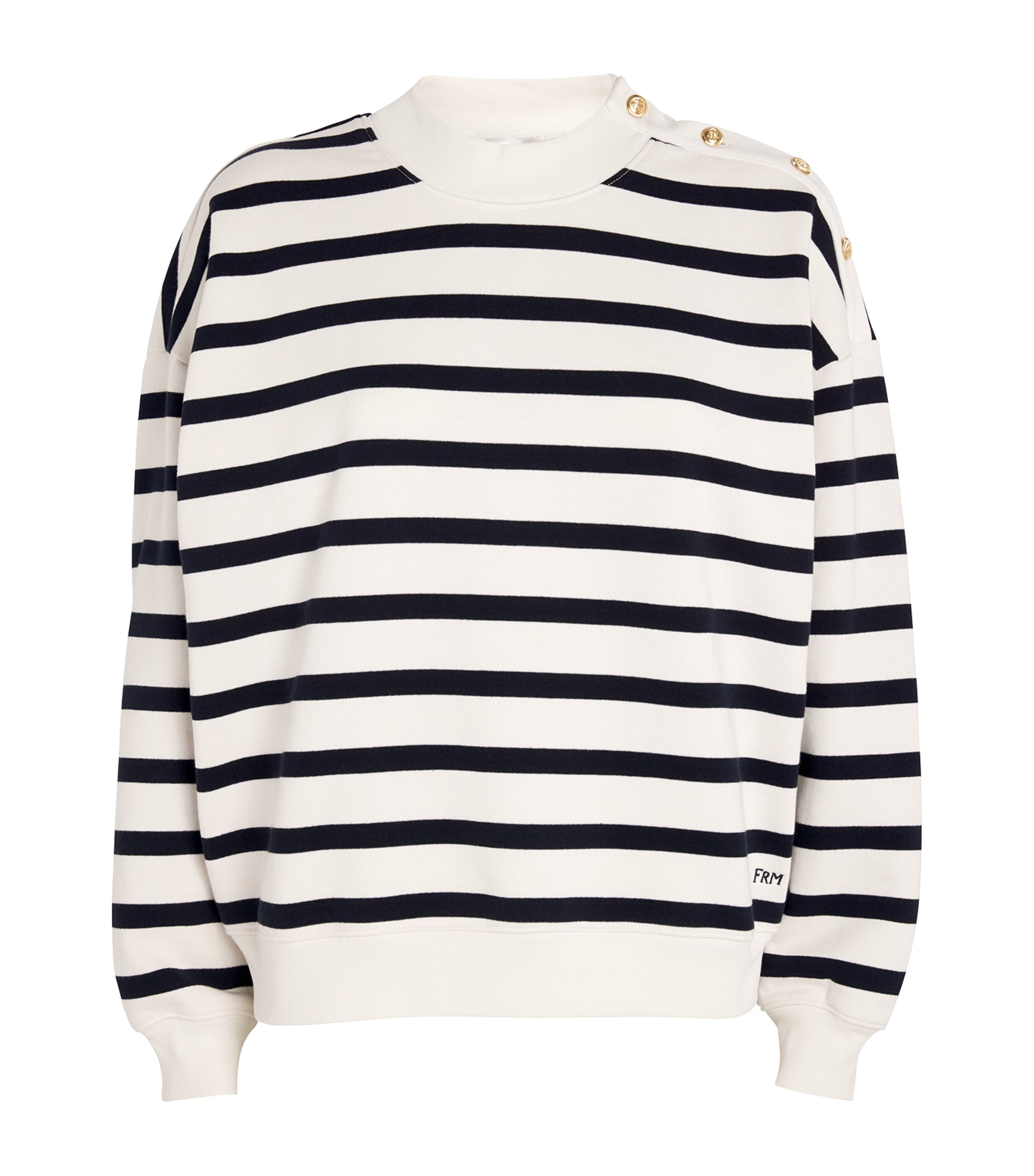 Frame Cotton Striped Sweatshirt In Navy