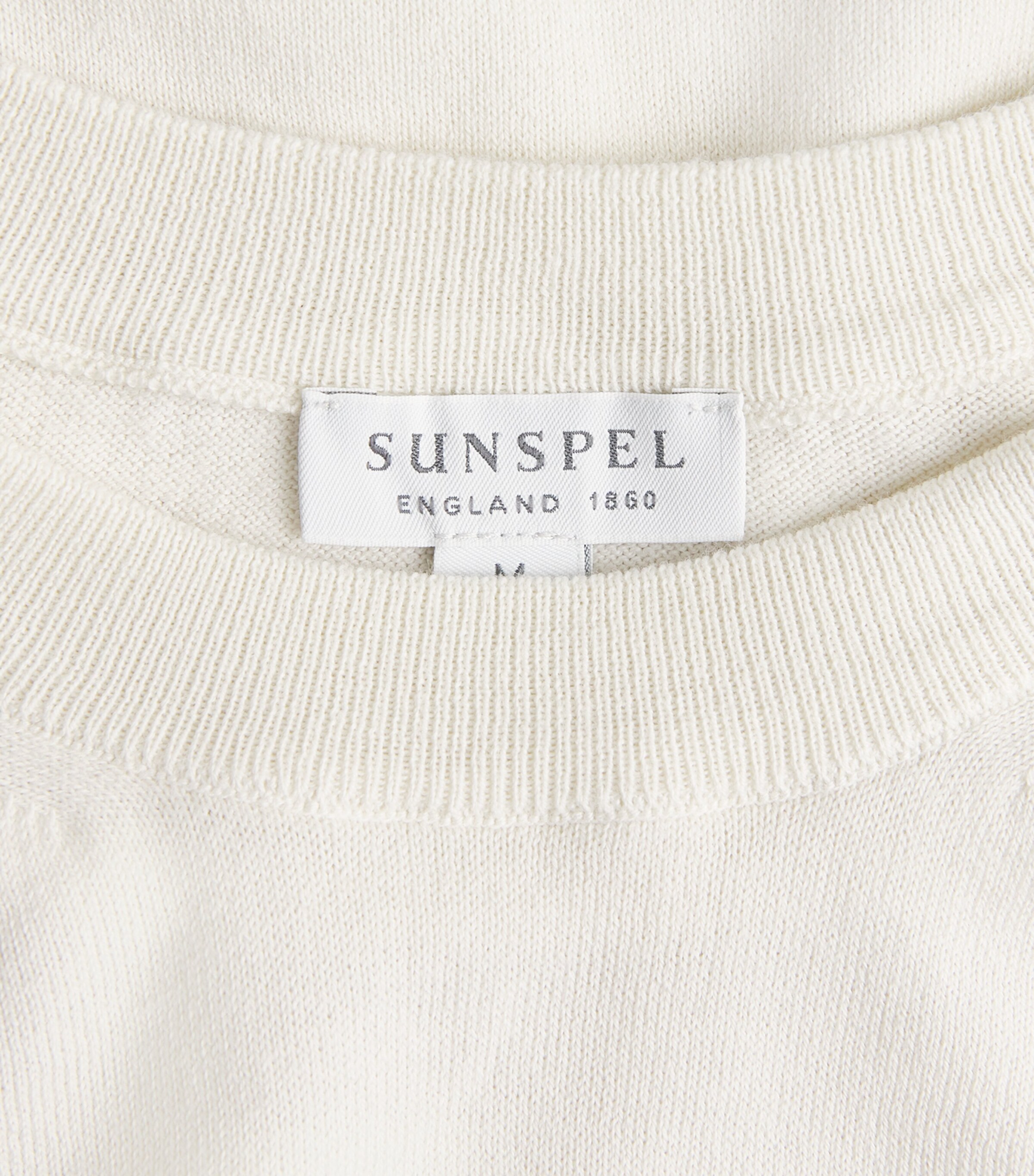 Cotton Lightweight Crew-Neck Sweater WHCR ECRU Image 5