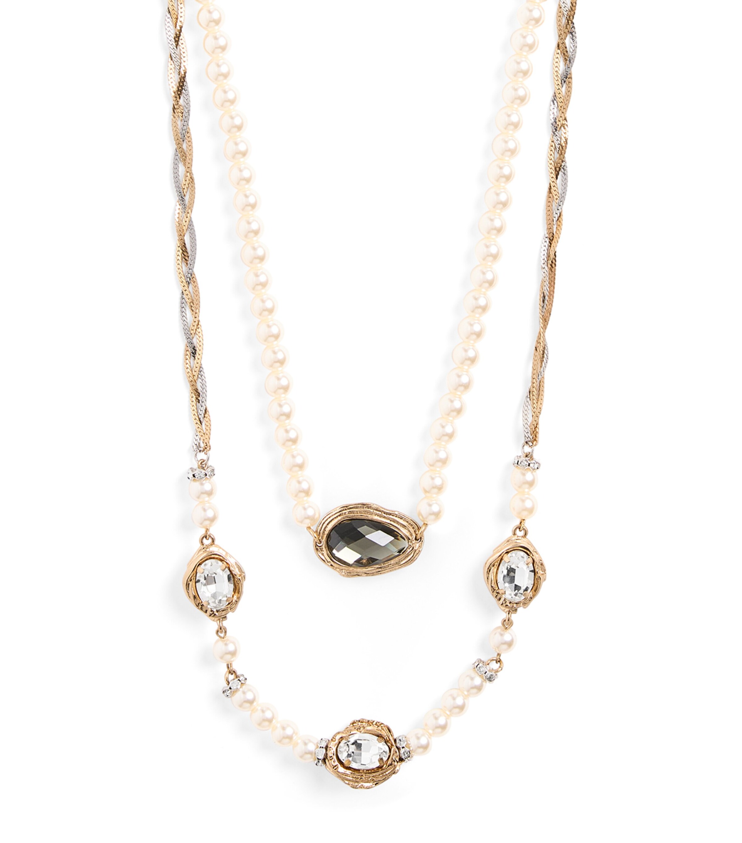 Embellished Layered Necklace OPTICAL WHITE Image 3