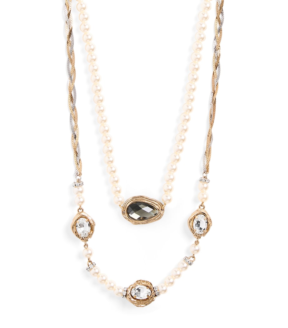 Embellished Layered Necklace OPTICAL WHITE Image 3