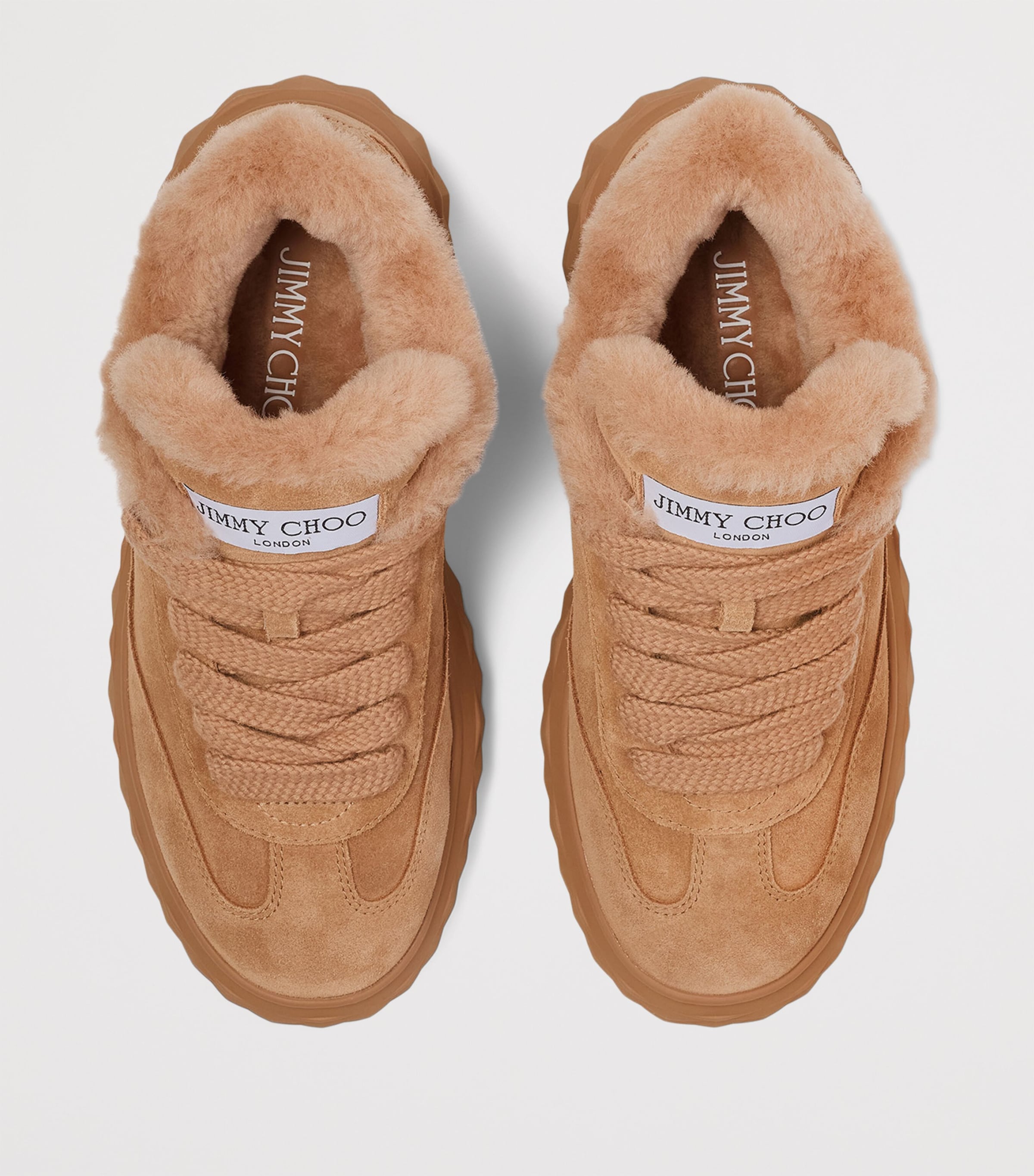 Diamond Maxi Retro Suede-Shearling Sneakers V TOFFEE/TOFFEE Image 3