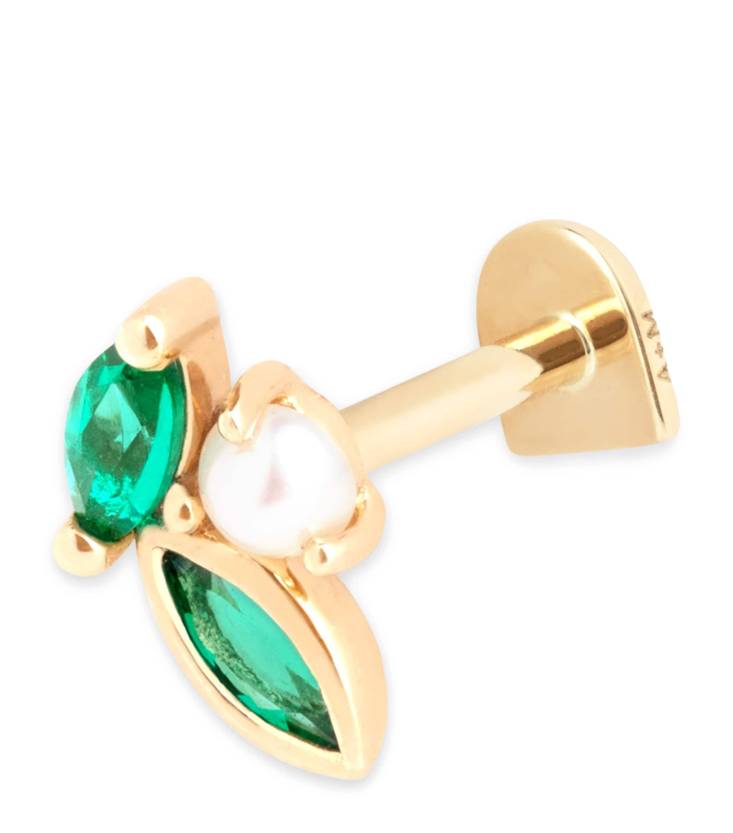 Astrid & Miyu Yellow Gold And Emerald Single Stud Earring