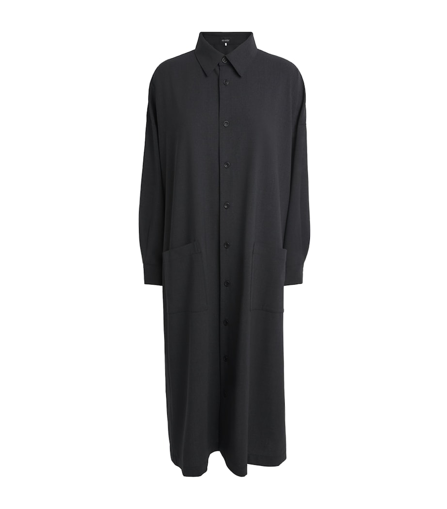Eskandar Womens Stretch-Wool Midi Shirt Dress Coal Image 1