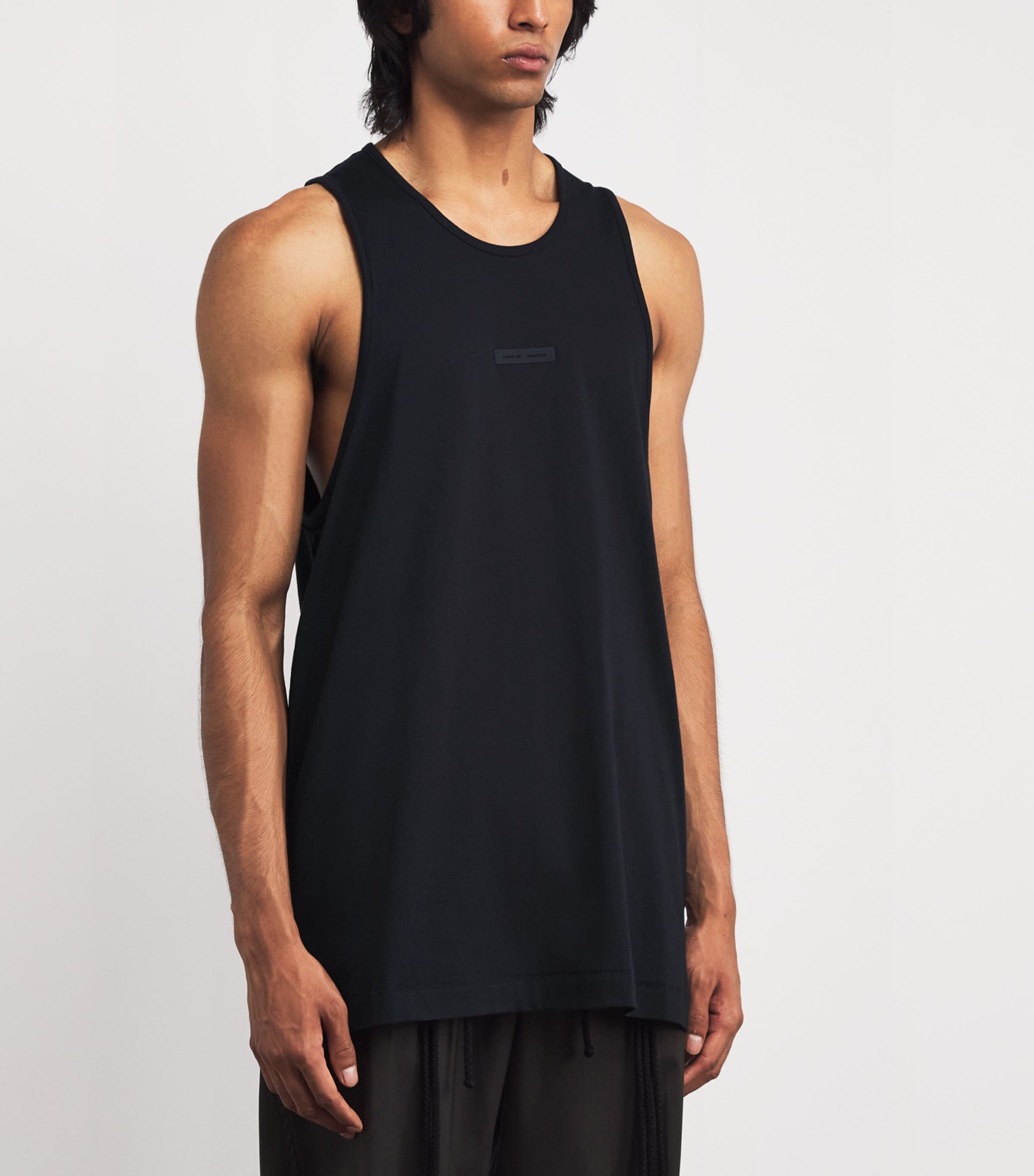 Cotton Oversized Logo Tank Top JET BLACK Image 3