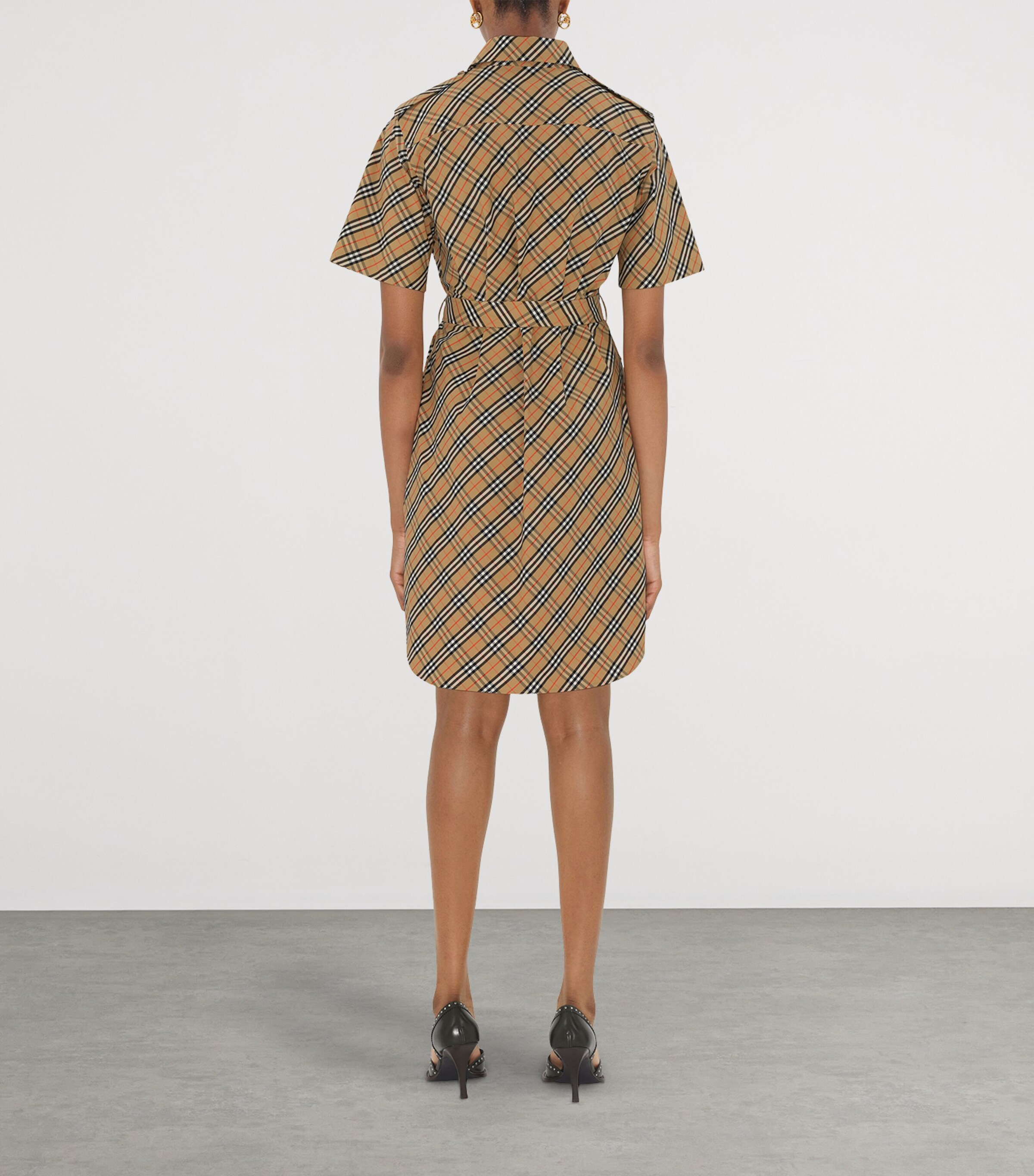 Cotton Check Mini Dress SAND IP CHECK Image 4