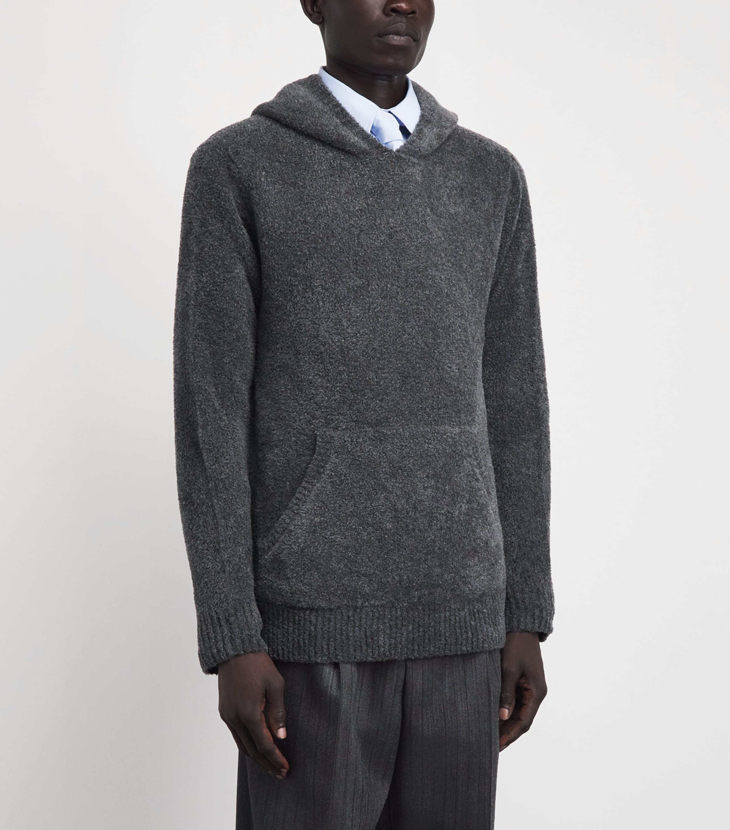 Gabriela Hearst Mens Cashmere-Silk Datum Hoodie Charcoal Image 4