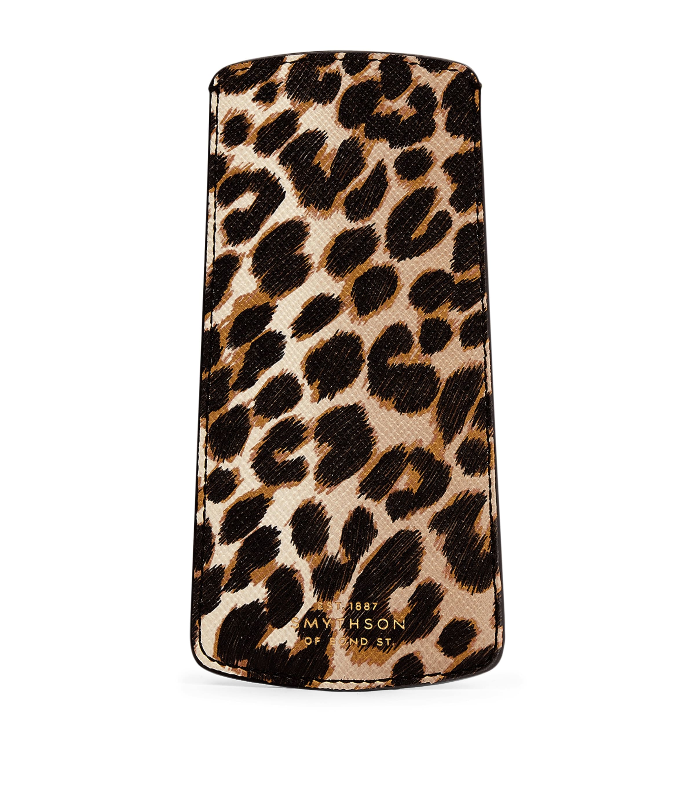 Smythson Panama Leather Leopard Print Glasses Case Sand Image 1