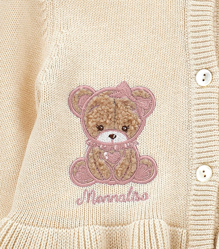 Wool-Cotton Bear Cardigan (3-36 Months) ECRU+ROSA FAIRYTALE Image 2
