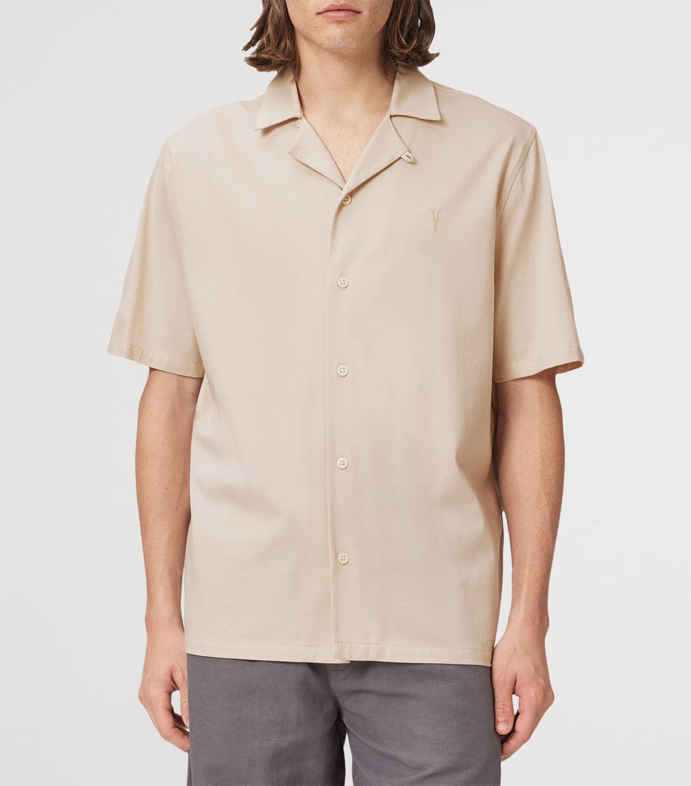 AllSaints Mens Organic Cotton Hudson Shirt Birch White Image 3