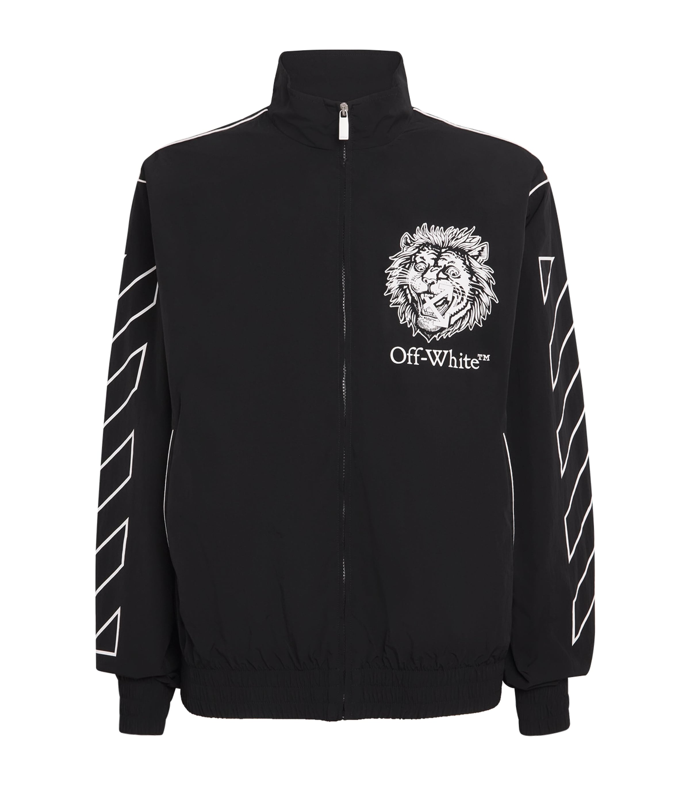 Lion Print Track Jacket BLACK-WHITE Image 1