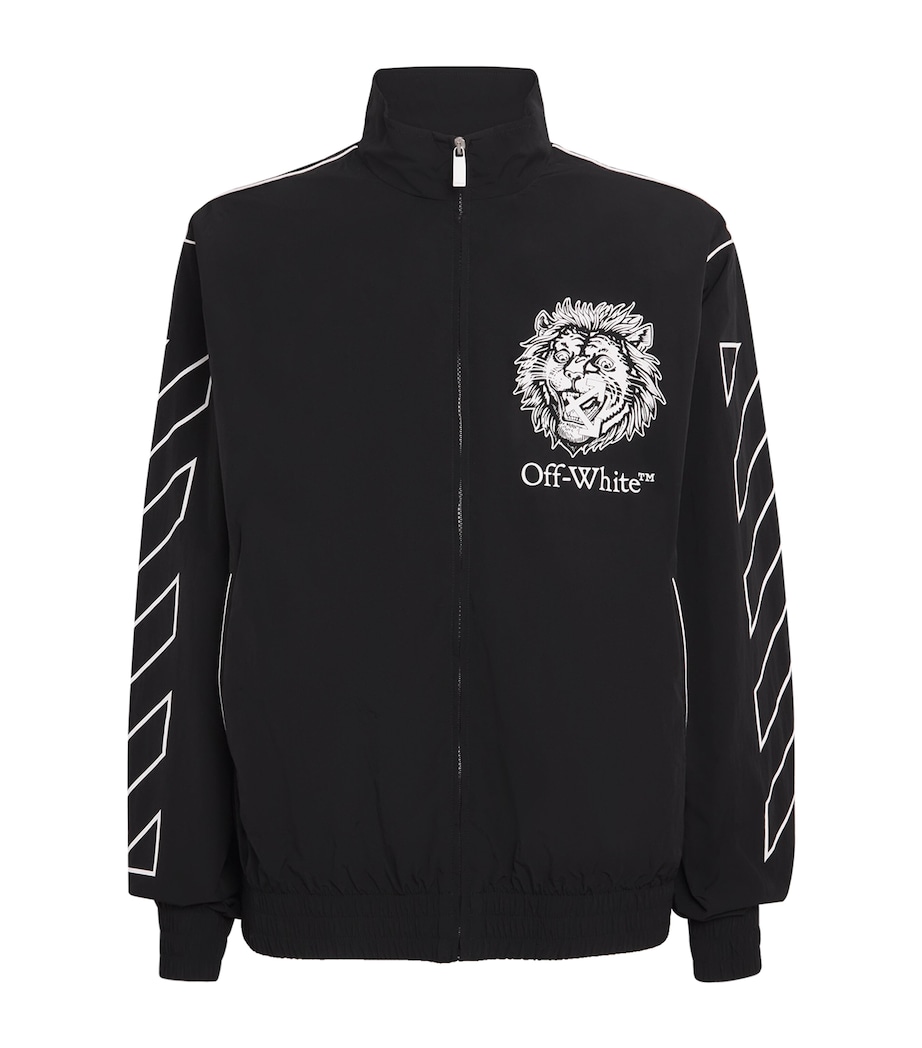 Lion Print Track Jacket BLACK-WHITE Image 1