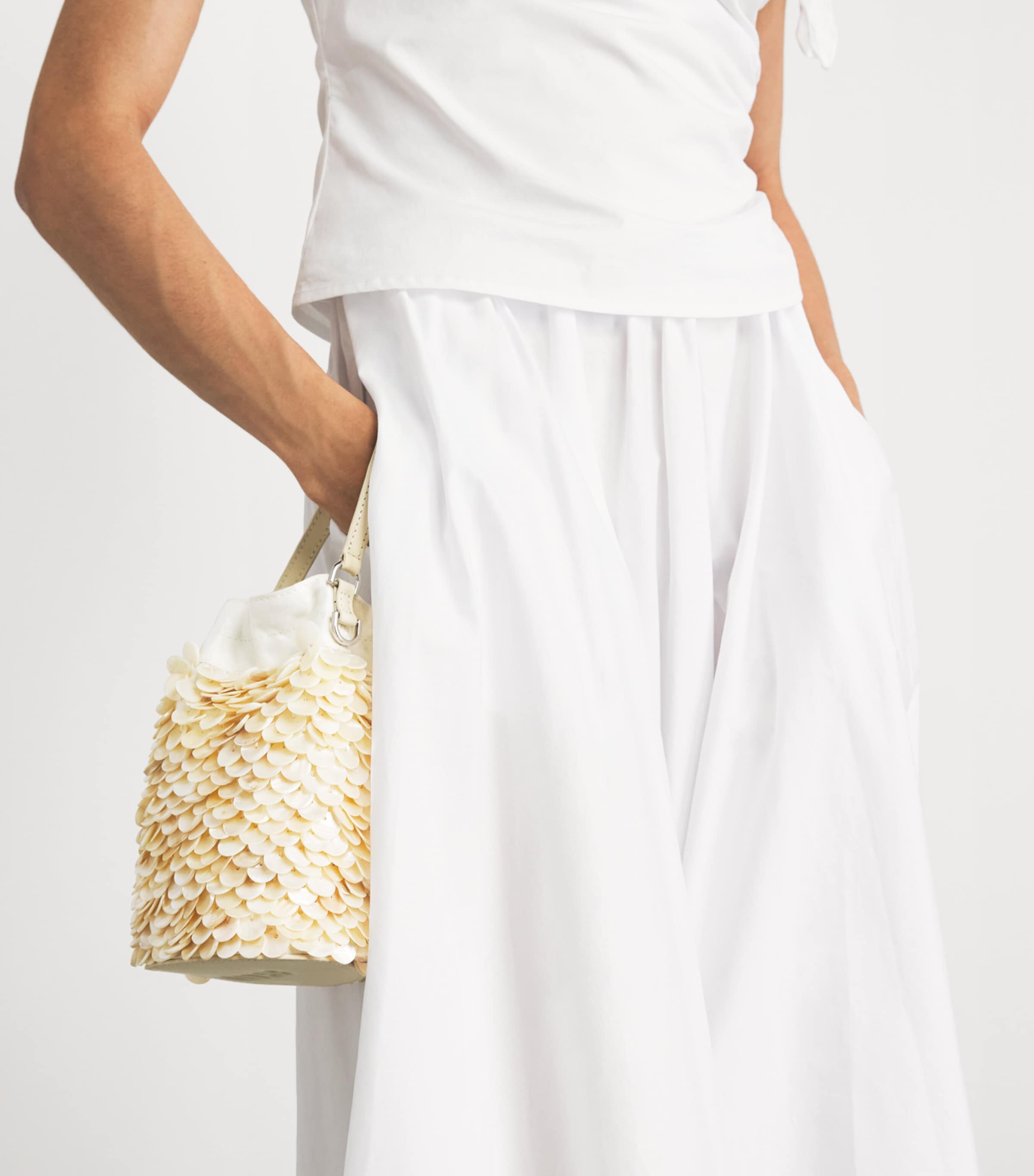 STAUD Mini Embellished Lila Bucket Bag Crm Cream Image 4