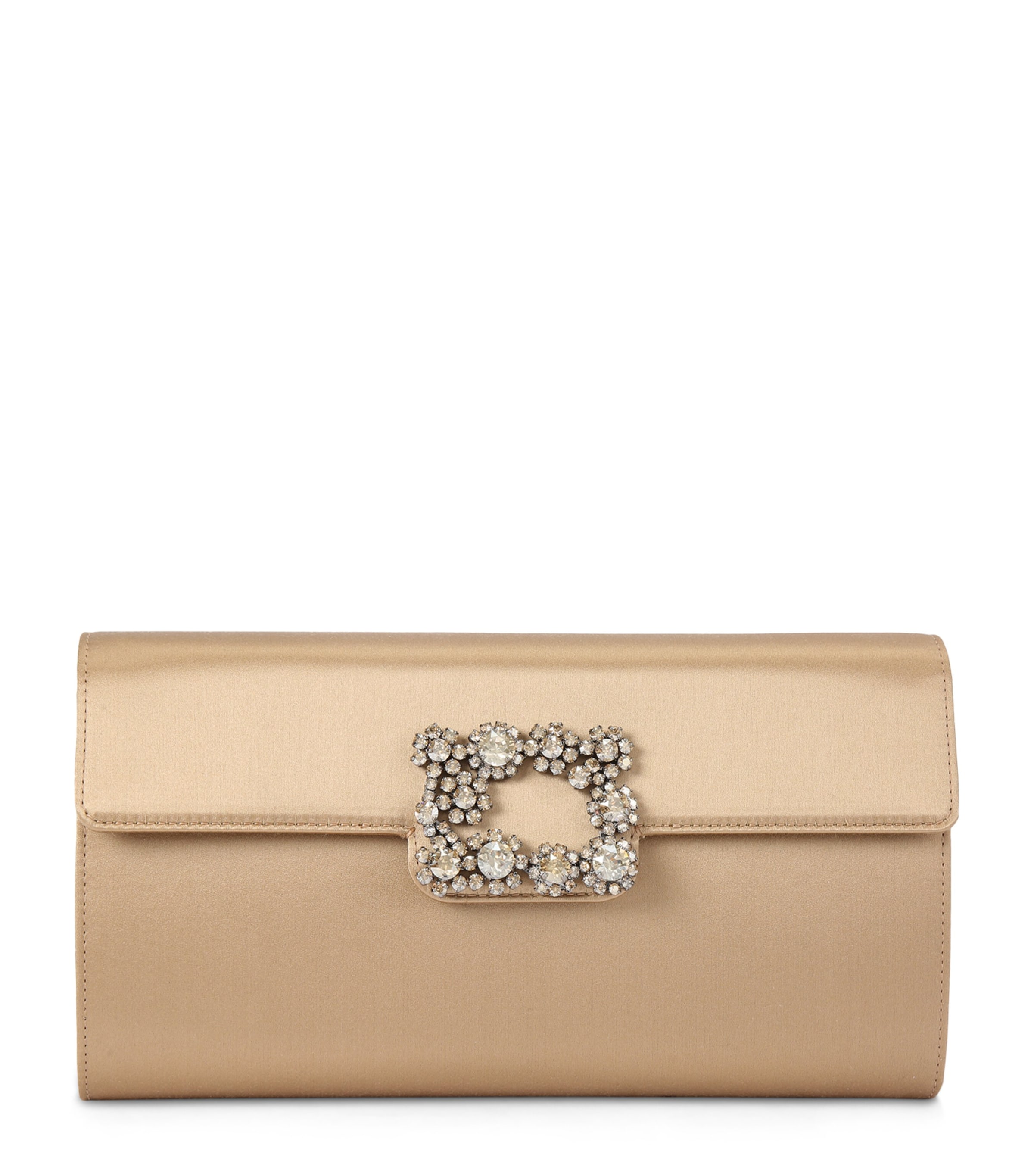 Roger Vivier Satin Efflorescence Envelope Clutch Bag In Beige