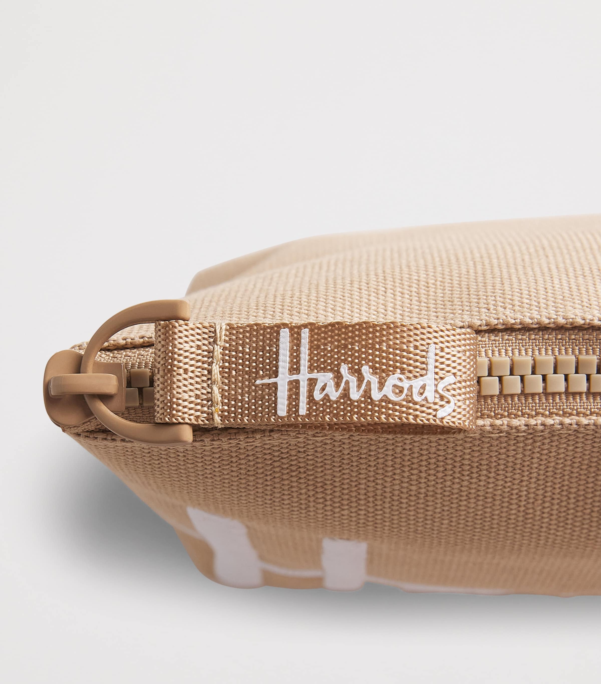 Harrods Medium Cotton Logo Cosmetic Bag Neutral Image 3