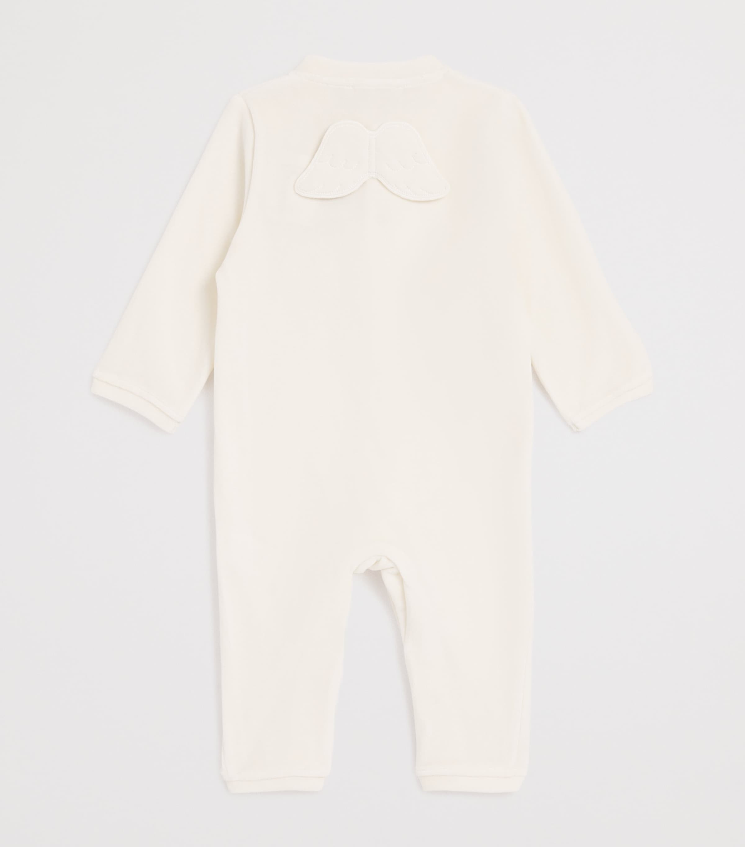 Marie-Chantal Velour Angel Wing All-In-One (3-18 Months) Cream Image 3