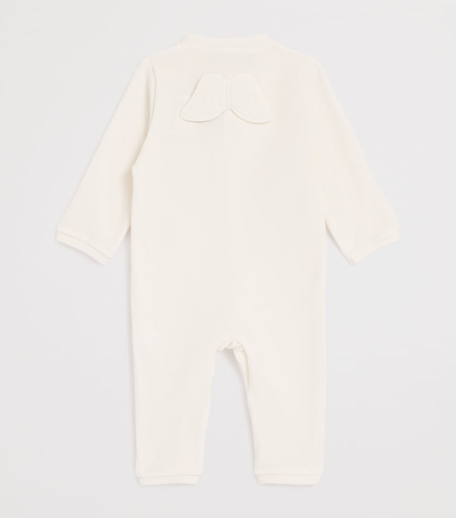 Marie-Chantal Velour Angel Wing All-In-One (3-18 Months) Cream Image 3