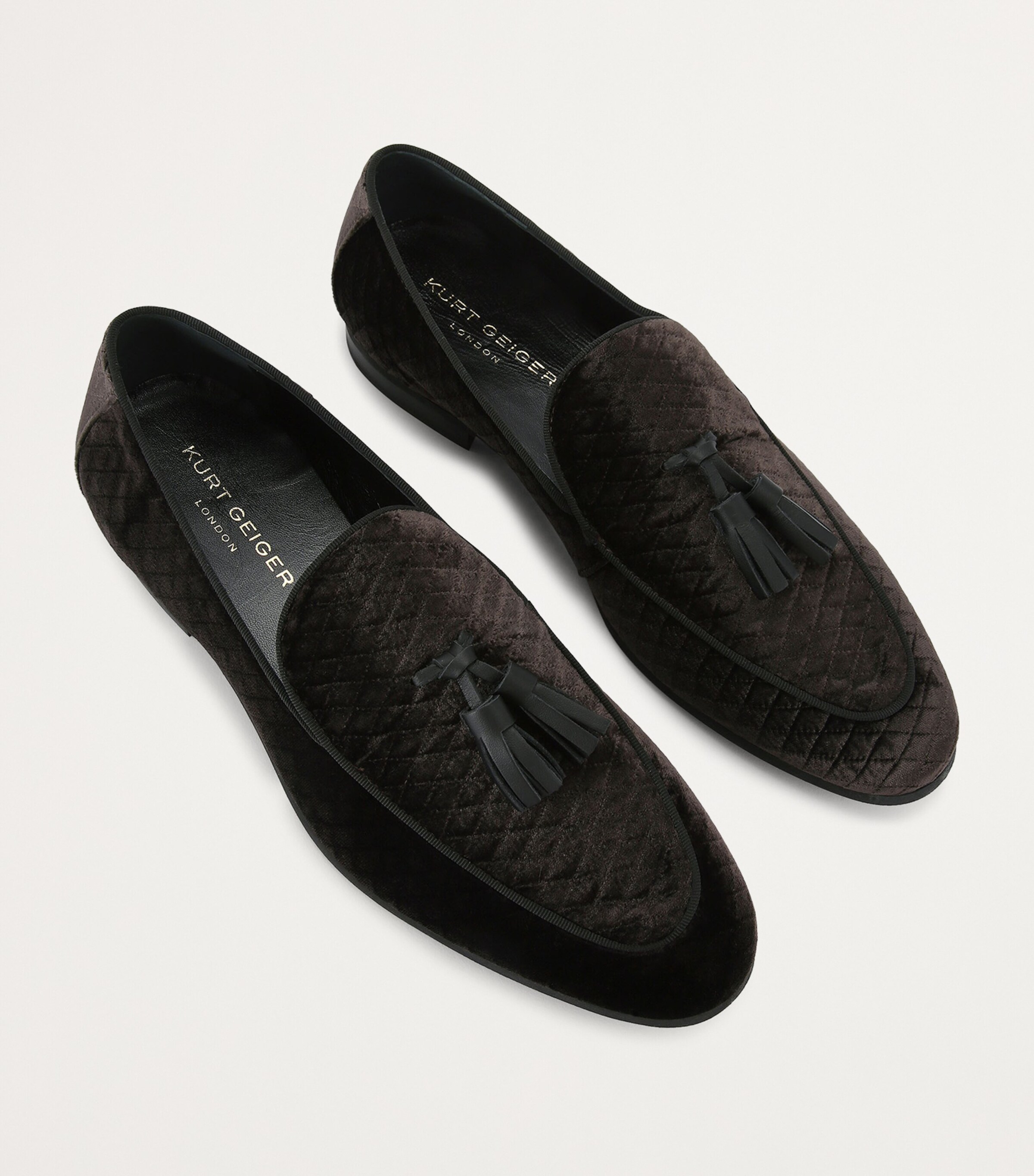 Kurt Geiger London Brown Velvet Quilted Henry Loafers  display picture 1