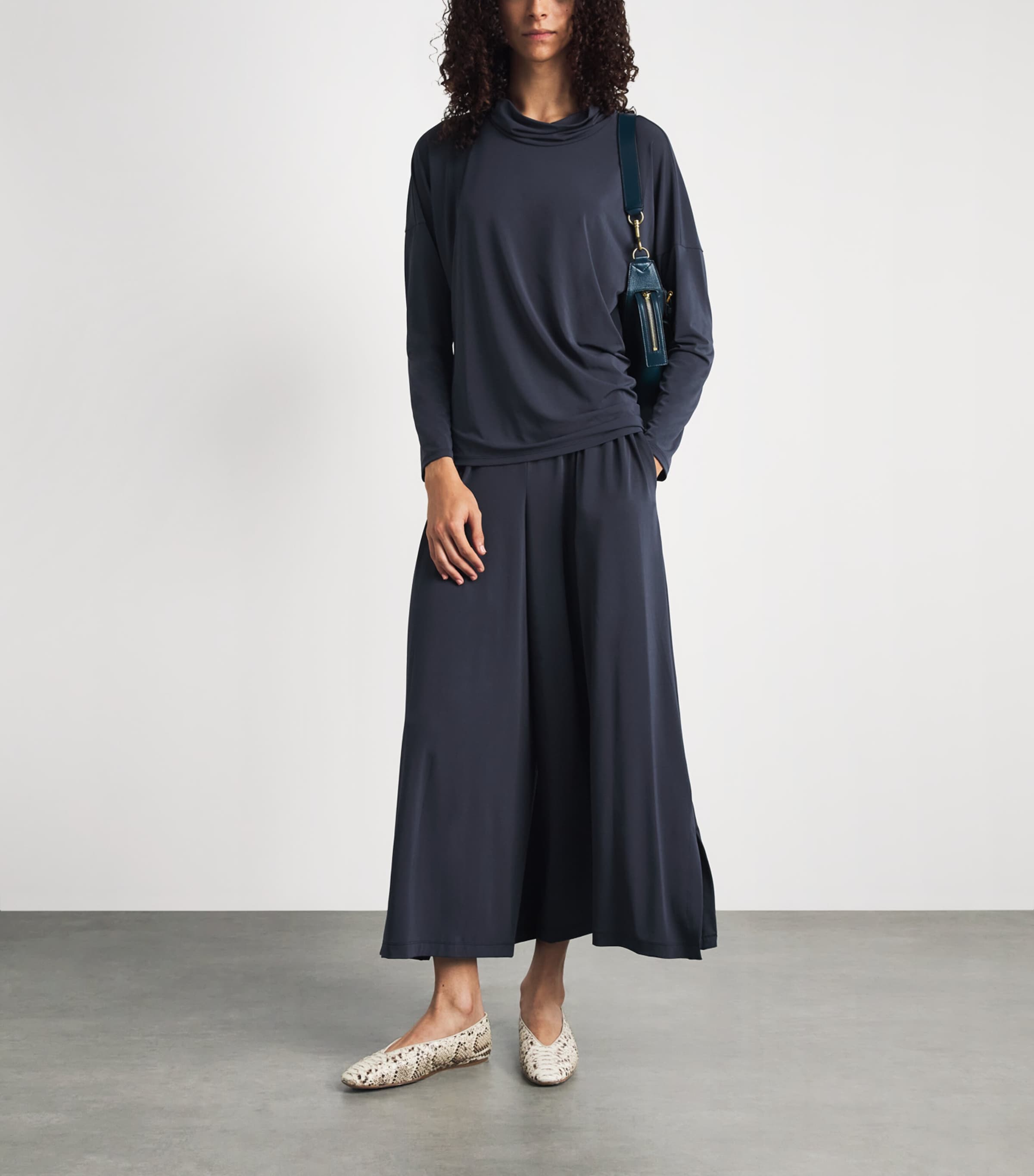 Issey Miyake Womens Drape Jersey Top Dark Navy Image 2