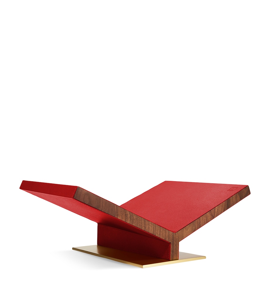 Walnut-Leather Classic Collector Bookstand RED Image 3