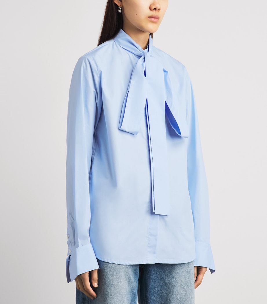 7 For All Mankind Womens Cotton Tie-Detail Shirt Light Blue Image 4