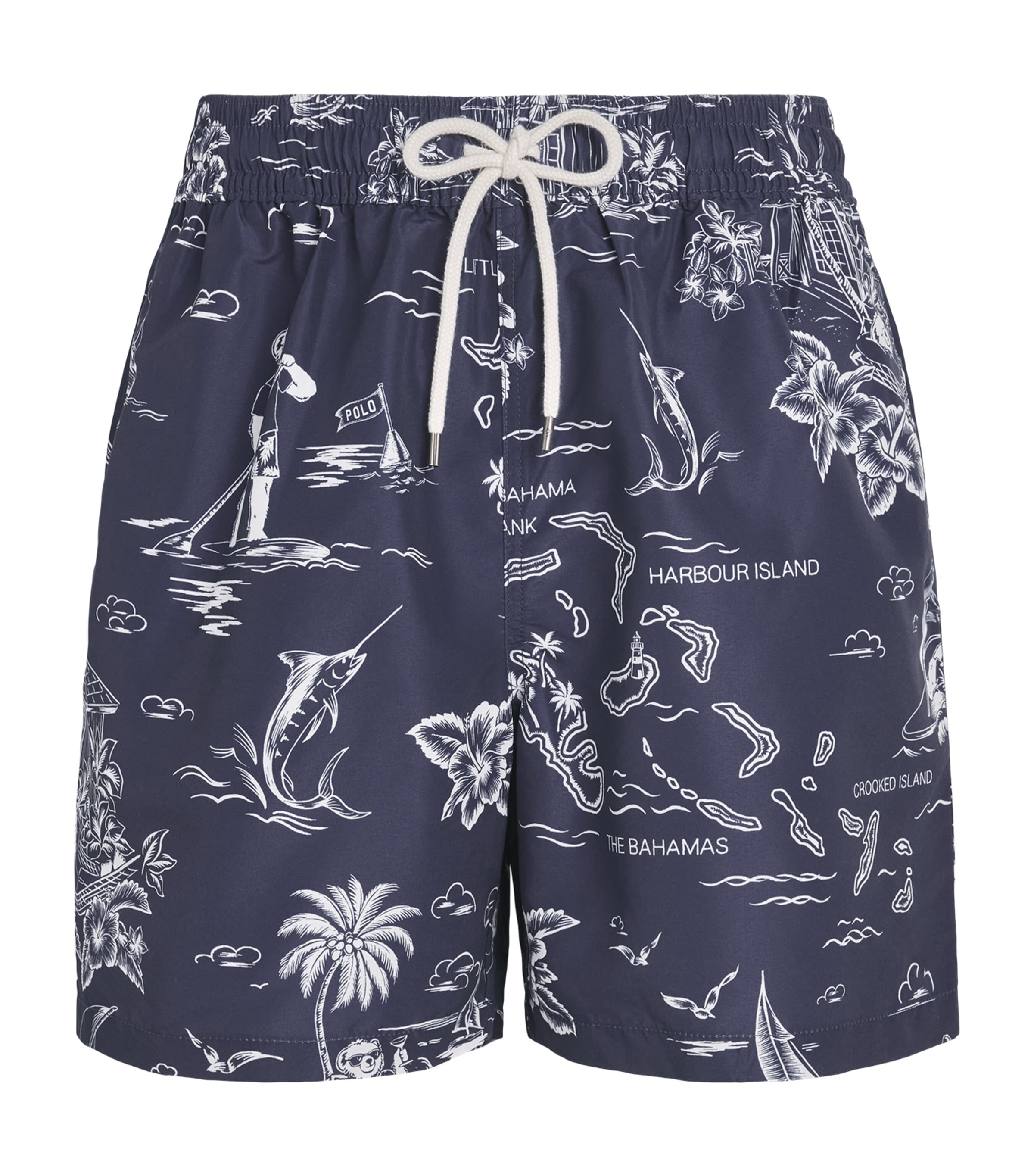 Polo Ralph Lauren Mens Printed Traveller Swim Shorts Harbor Island Bear Image 1