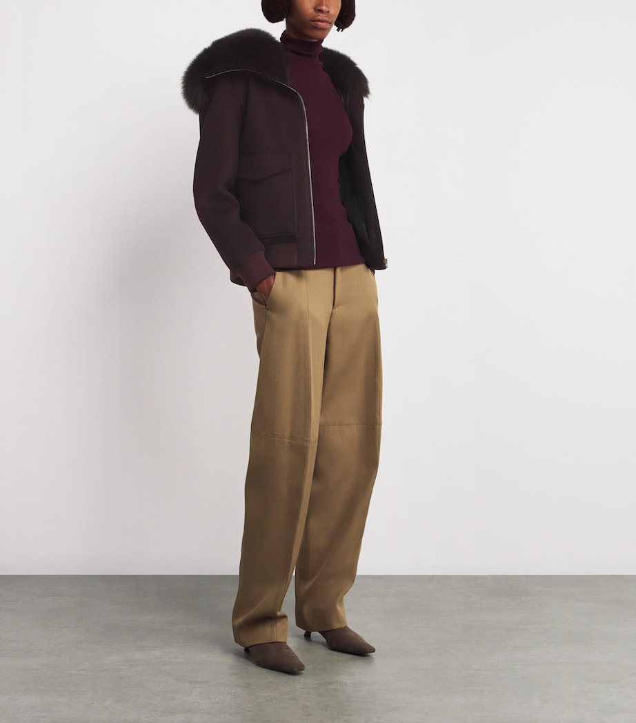Wool-Cashmere Fur-Trim Jacket B3196 Image 2