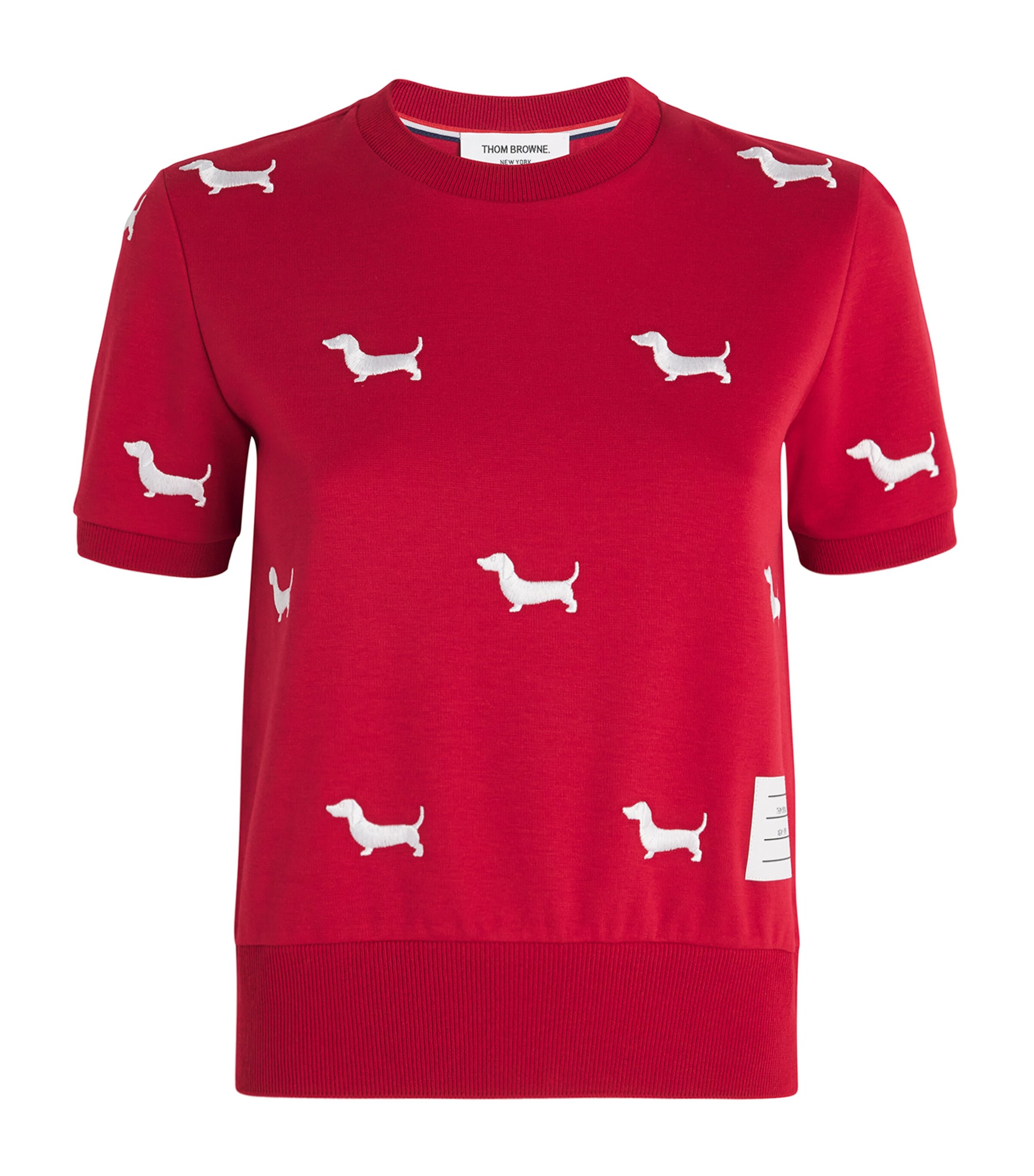 Thom Browne Hector Embroidered Cotton T-shirt In Red