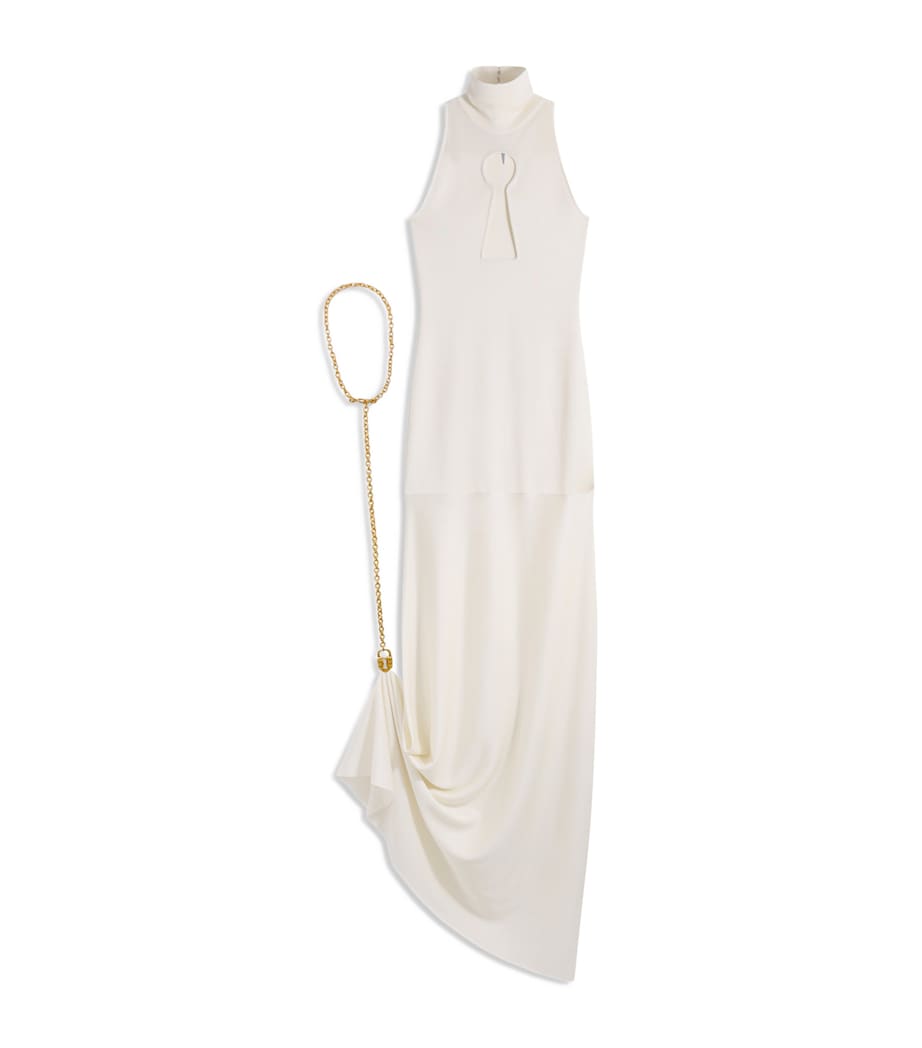 Schiaparelli Womens Keyhole Padlock and Chain Gown White Image 1
