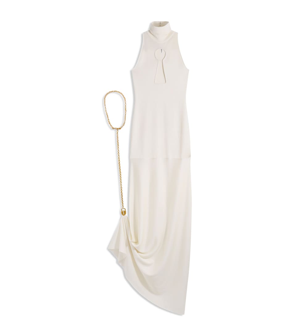 Schiaparelli Keyhole Padlock and Chain Gown White