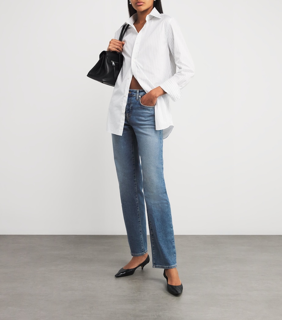 7 For All Mankind Womens Calie High-Rise Straight Jeans Fancy Image 2
