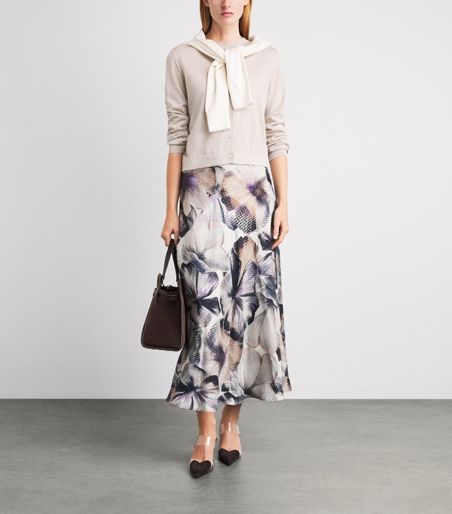 Agnona Womens Wool-Silk-Cashmere Cardigan Beige Greige Image 2