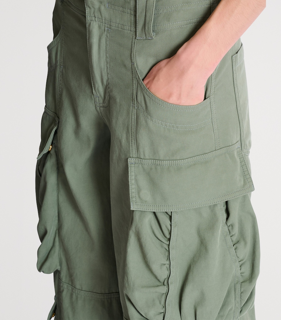 Balmain Mens Cotton Cargo Trousers Vert Laurier Image 5
