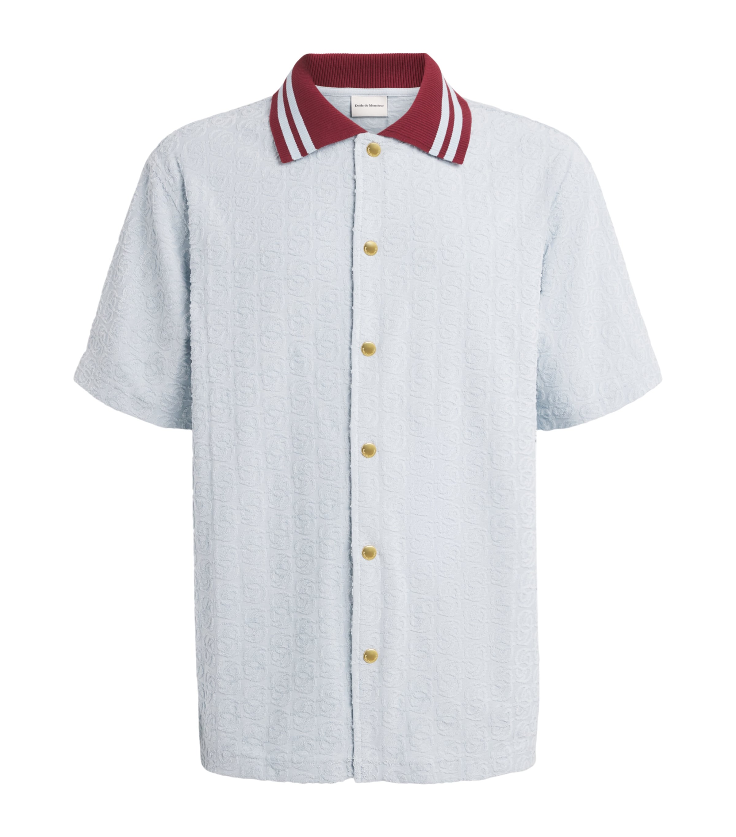Drôle de Monsieur Mens Cotton Monogram Short-Sleeve Shirt Blue Image 1