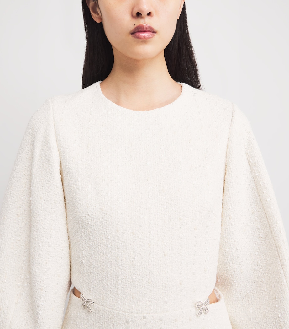 Tweed Balloon-Sleeved Mini Dress ECRU Image 4