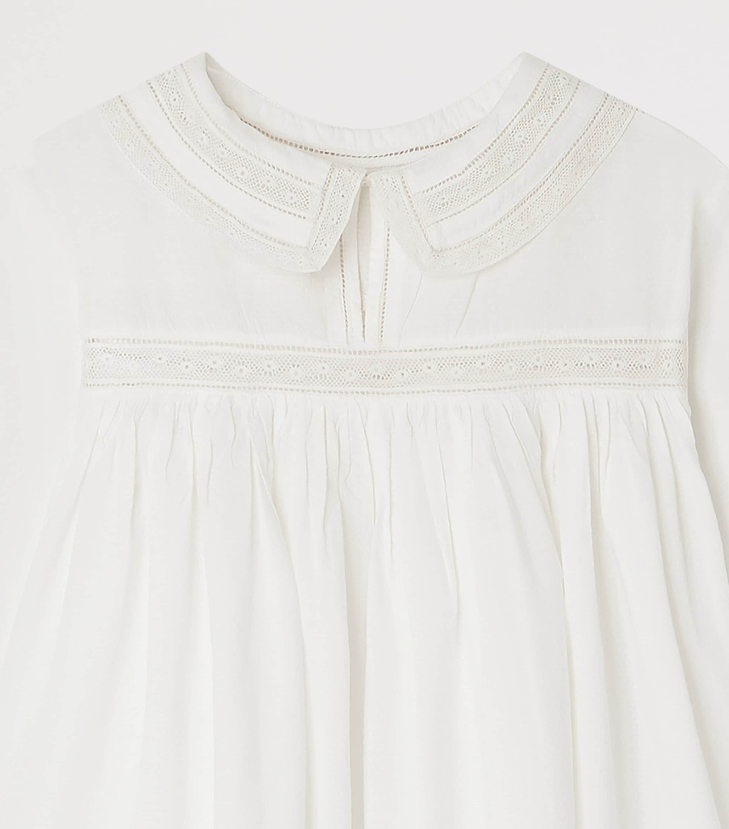 Bonpoint Cotton Blouse (10-14 Years) Blanc Lait Image 3
