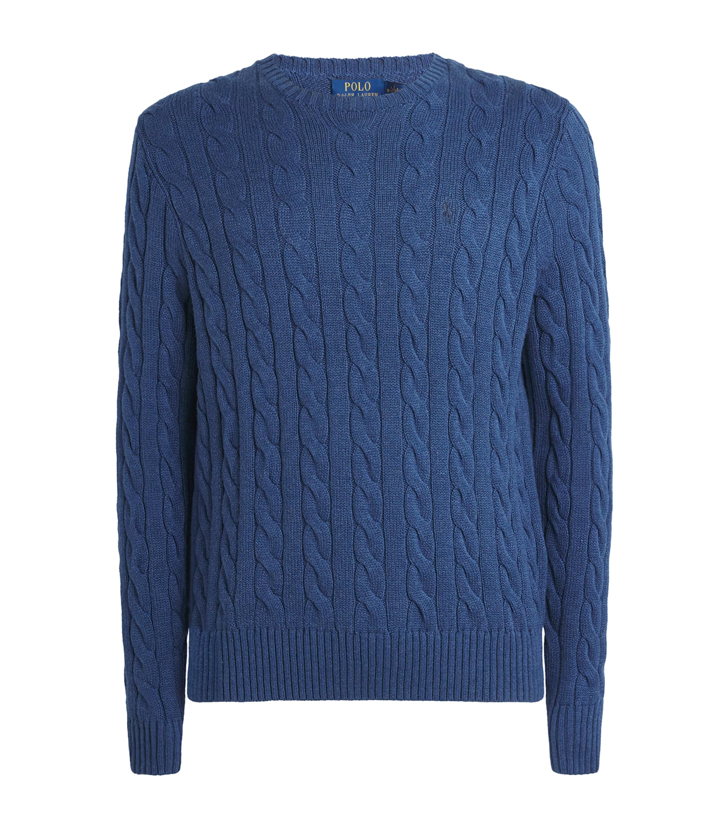 Polo Ralph Lauren Mens Cotton Cable-Knit Sweater Navy Heather Image 1