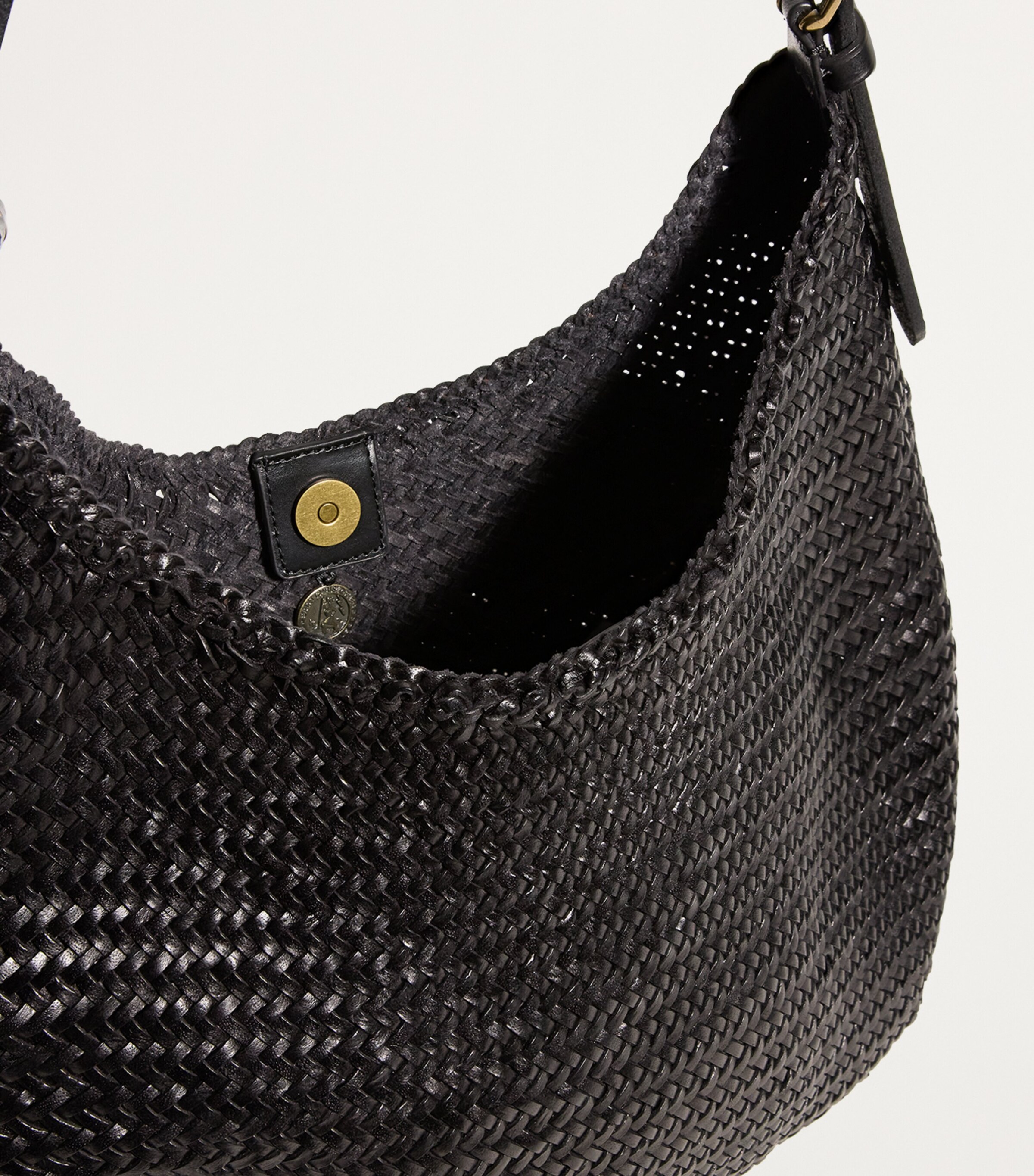 Leather Luna Mezza Tote Bag BLACK Image 4