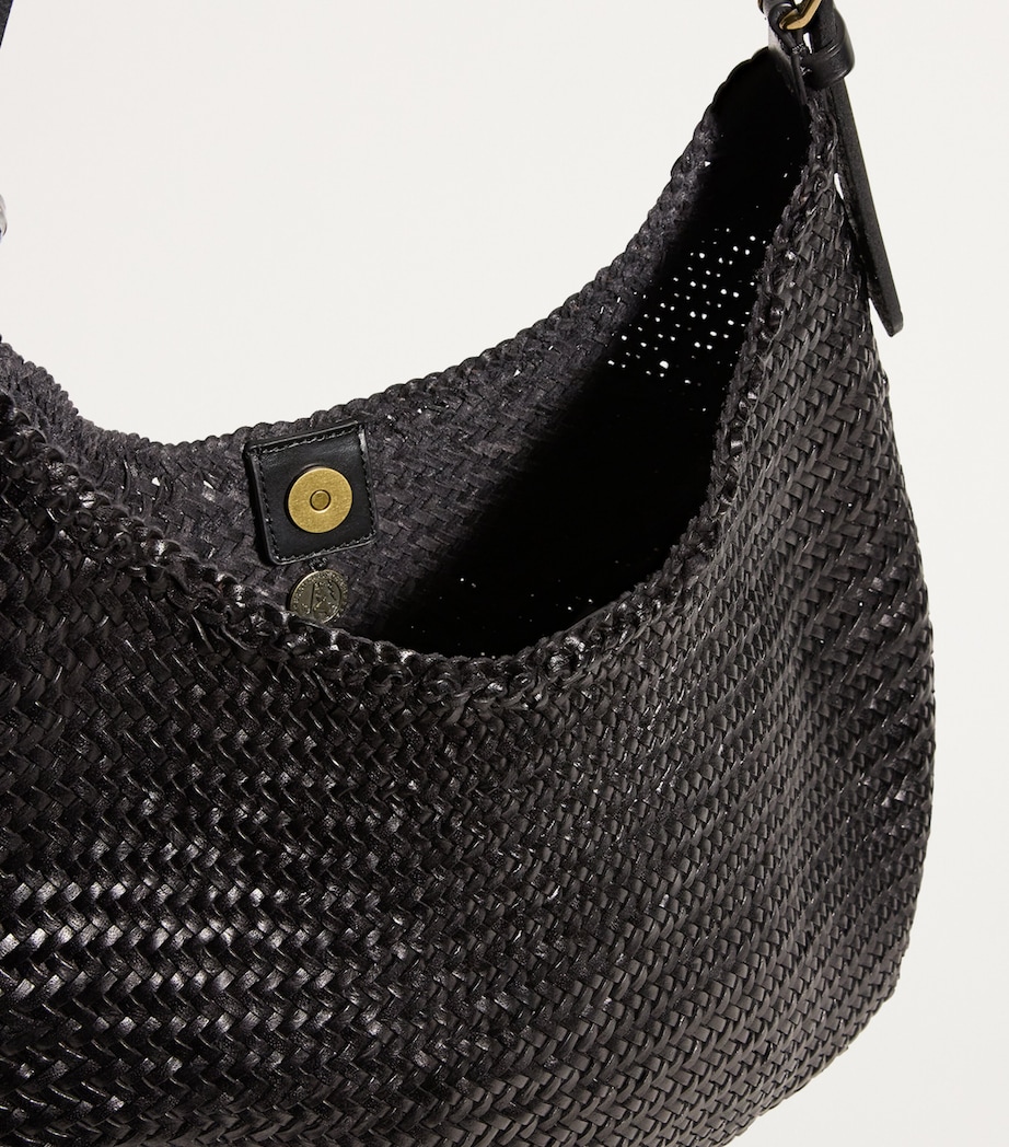 Leather Luna Mezza Tote Bag BLACK Image 4
