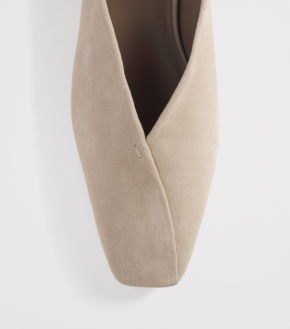 Max Mara Suede Leather-Trim Ballet Flats Beige Image 6
