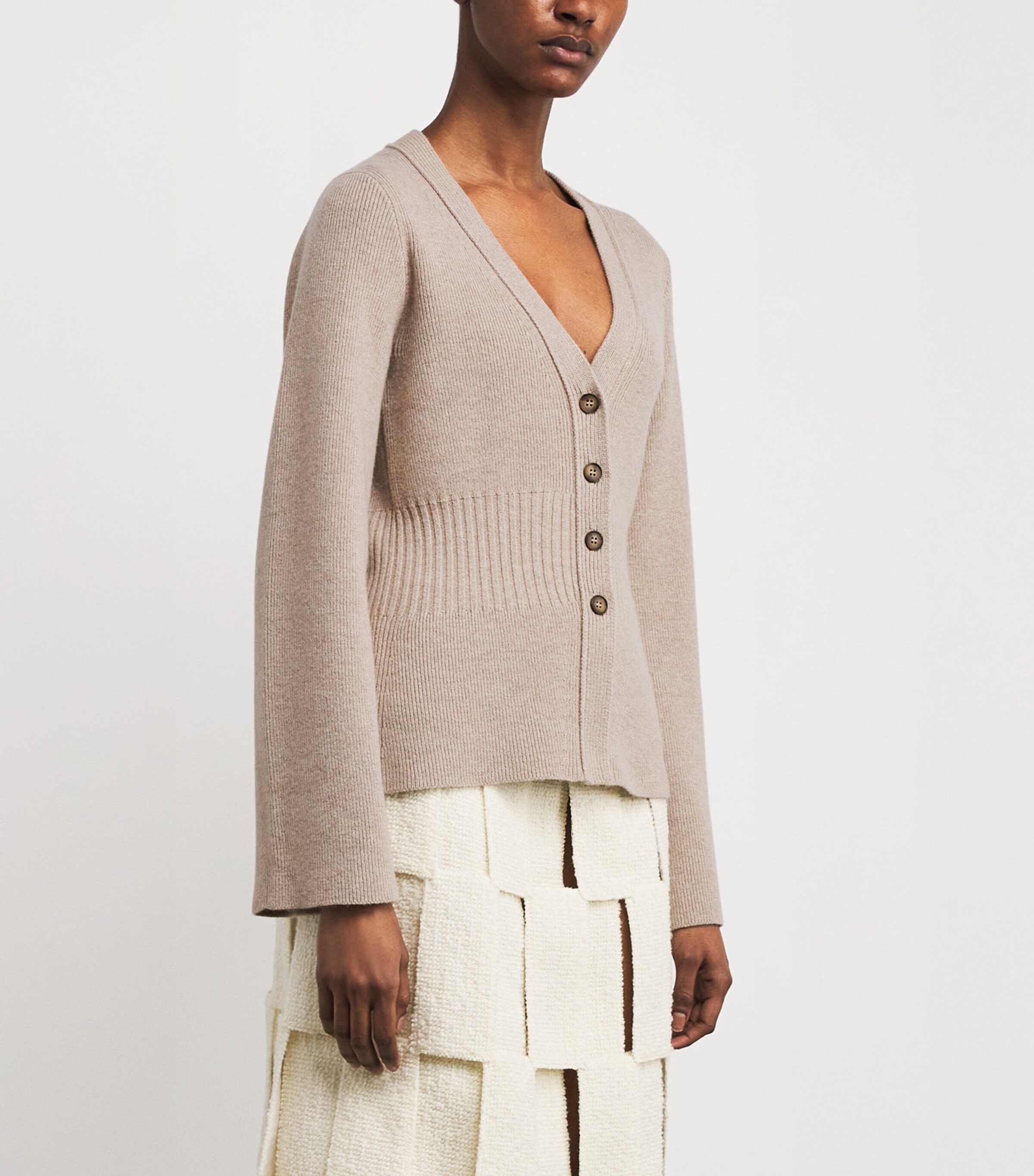 ME+EM Beige Wool-Cashmere Contour Cardigan | Harrods UK