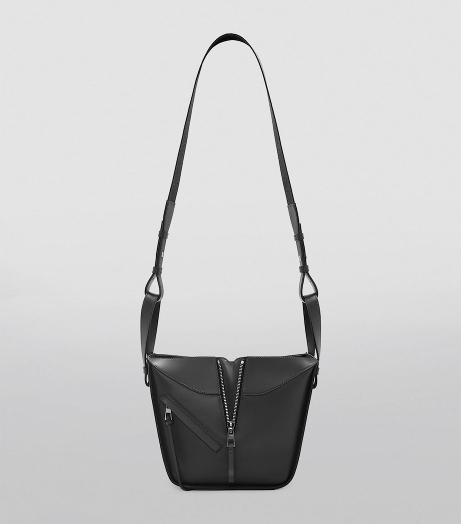 Leather Compact Hammock Top-Handle Bag BLACK Image 6