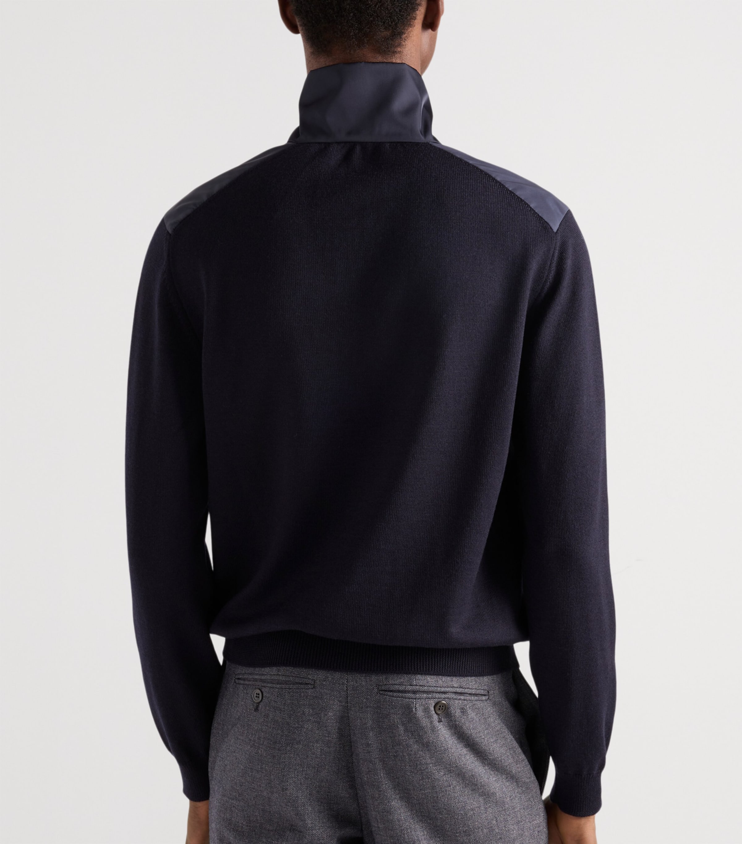 Superfine Wool Zip-Up Bomber Jacket F0008 Image 5