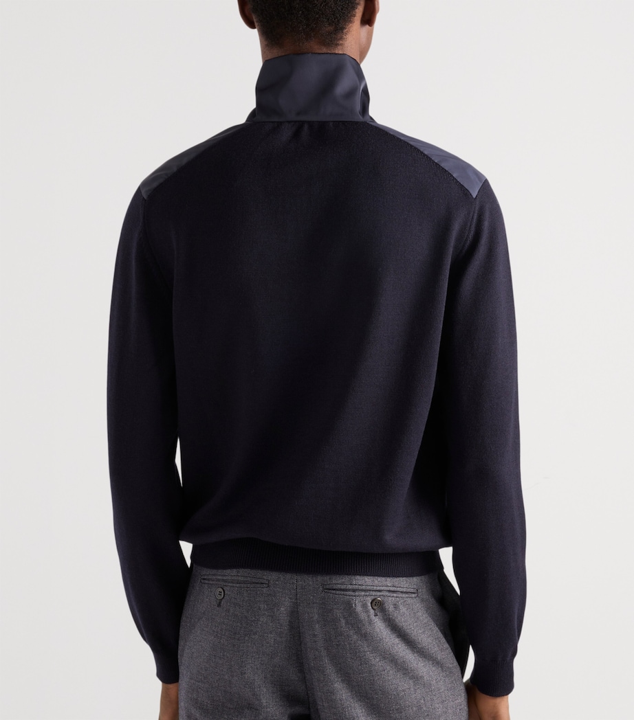 Superfine Wool Zip-Up Bomber Jacket F0008 Image 5